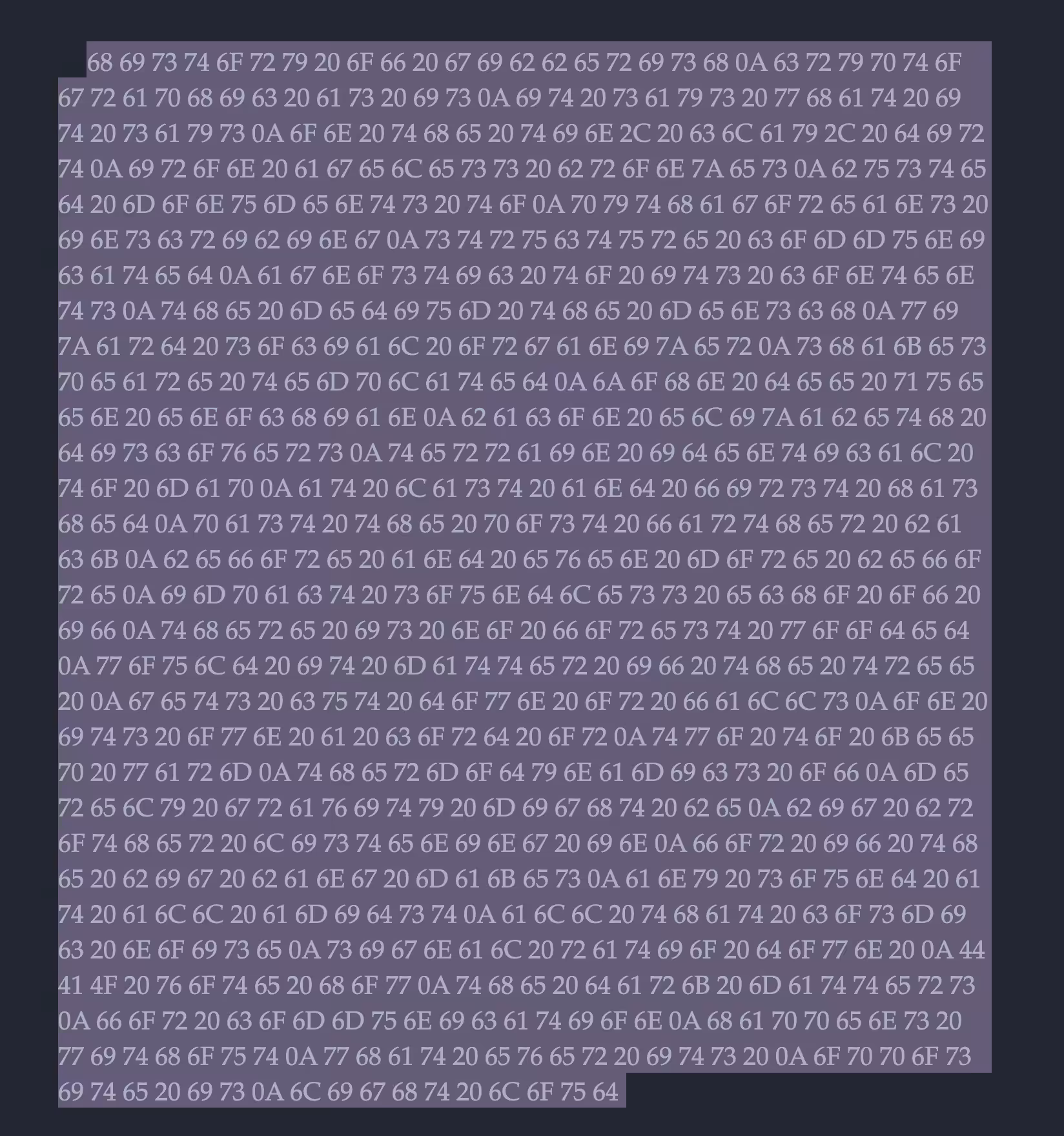 (Hex) history of gibberish