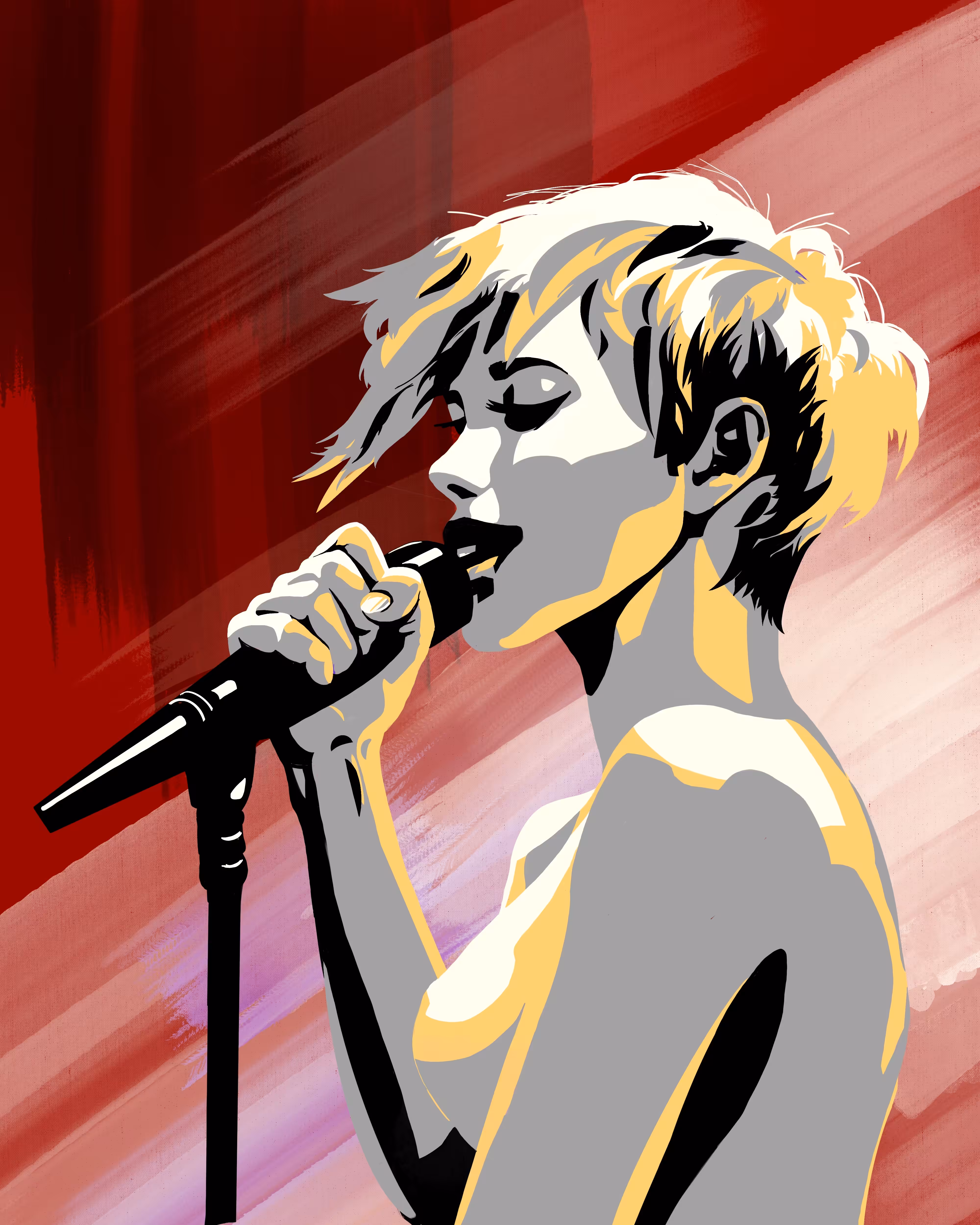 Singing girl. Red.