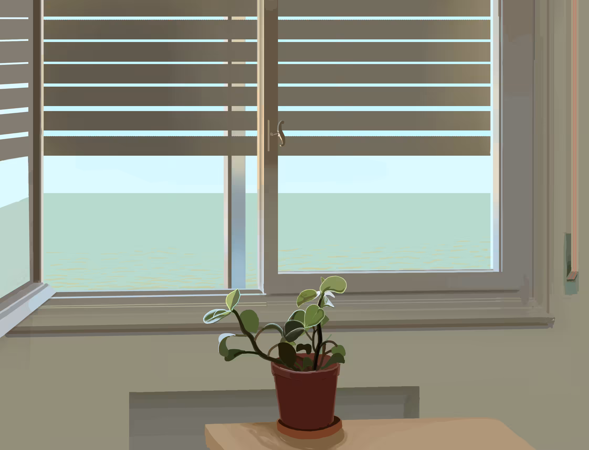 Studio window on a summer afternoon