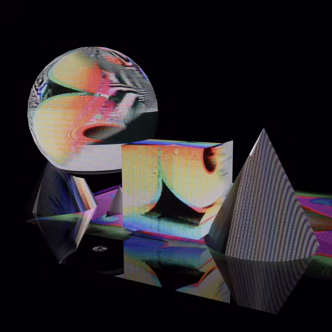 Circle Square Triangle Glowing and Full of Code 