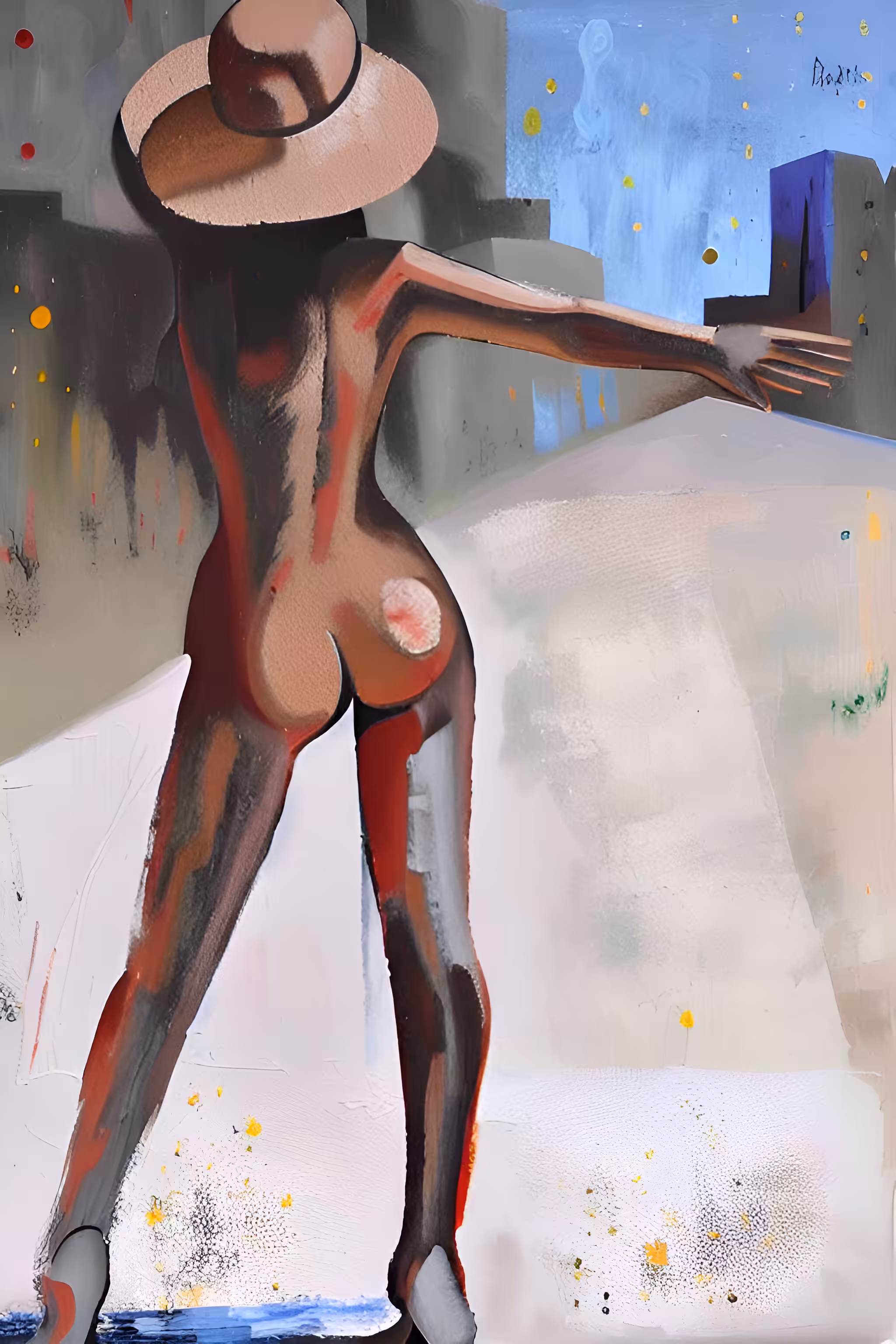 Erotic Art: lady with hat
