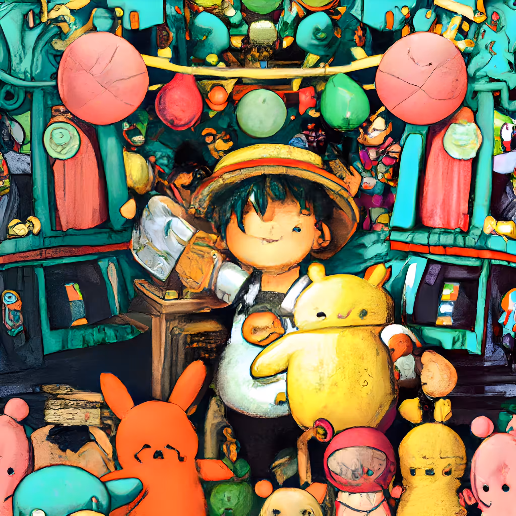 Boy busy toy shop