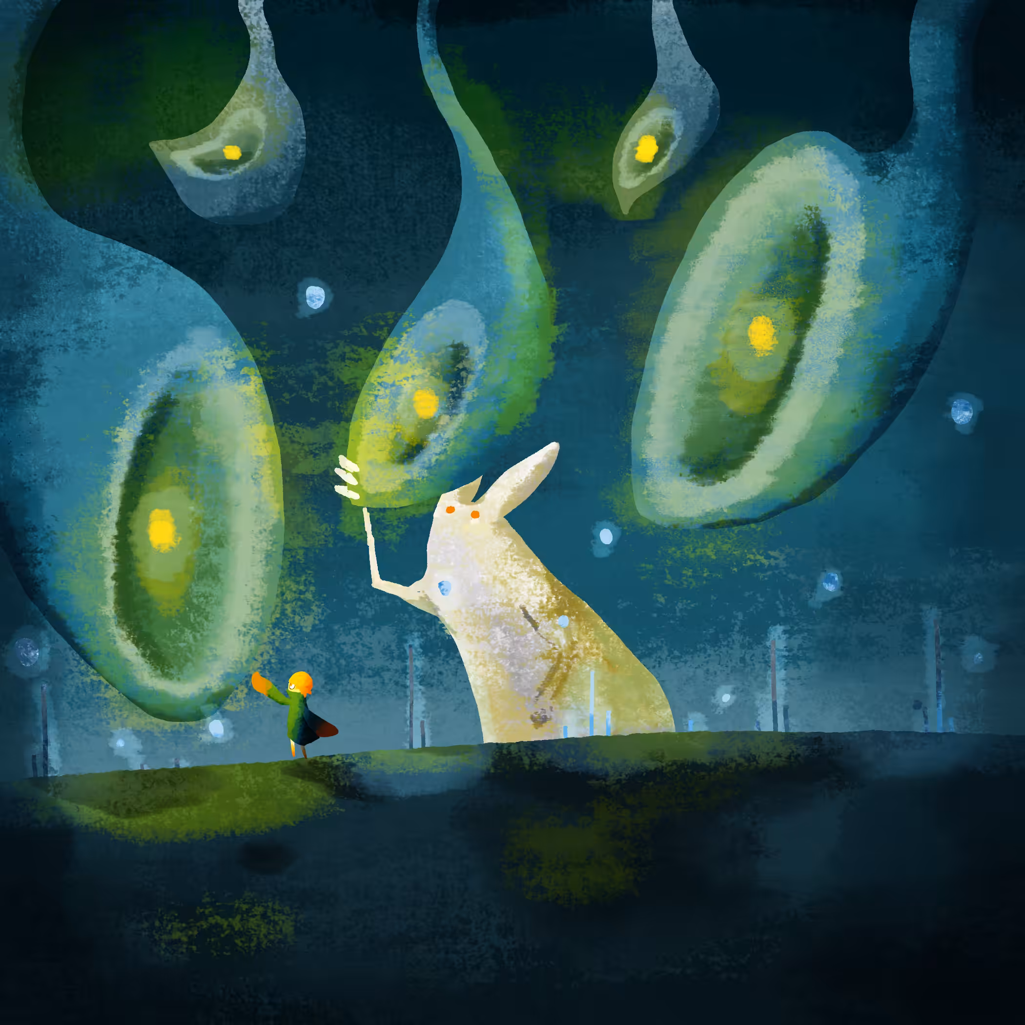 Magnificent Yomi: Grass eating light.