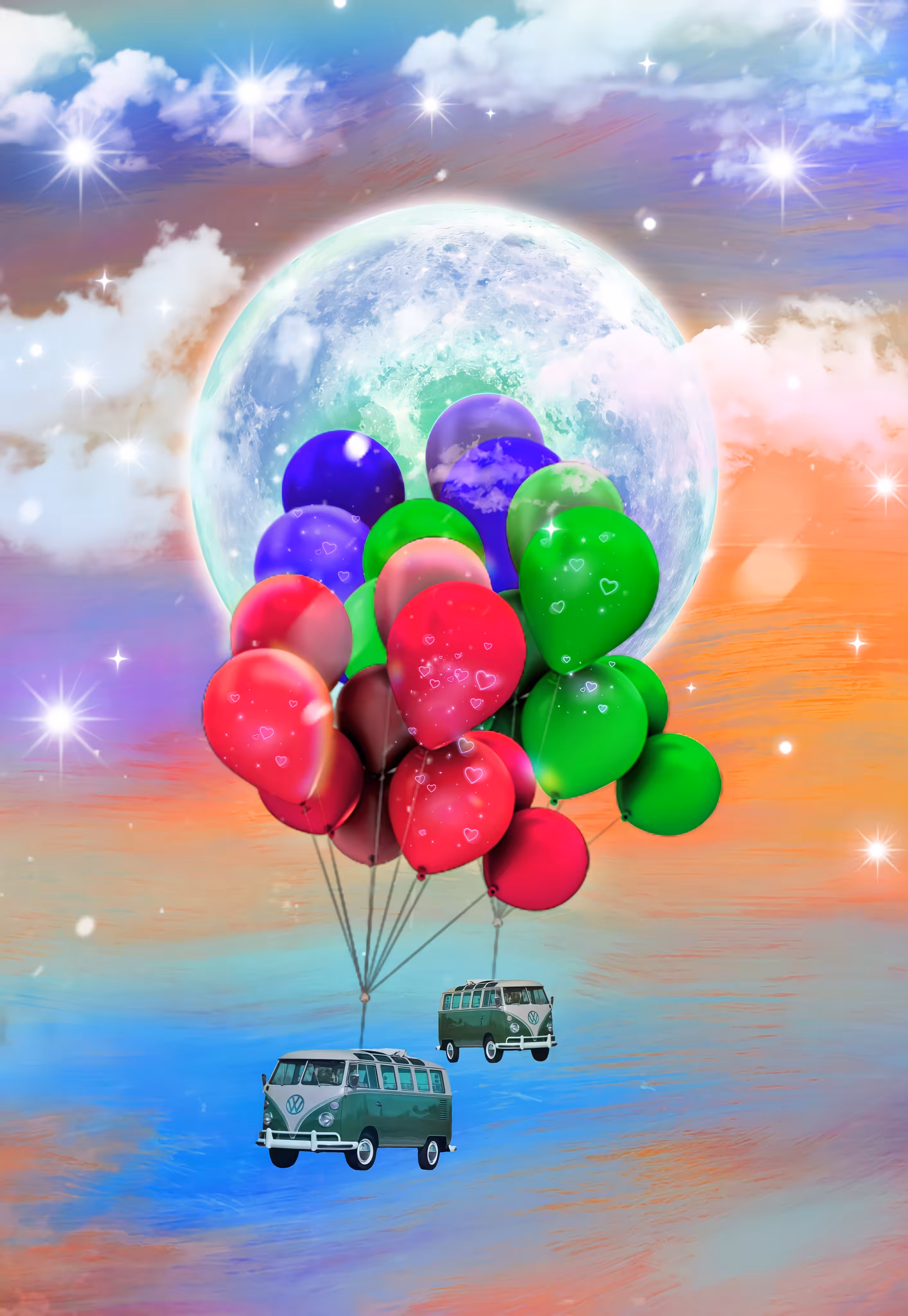 flying car with balloon