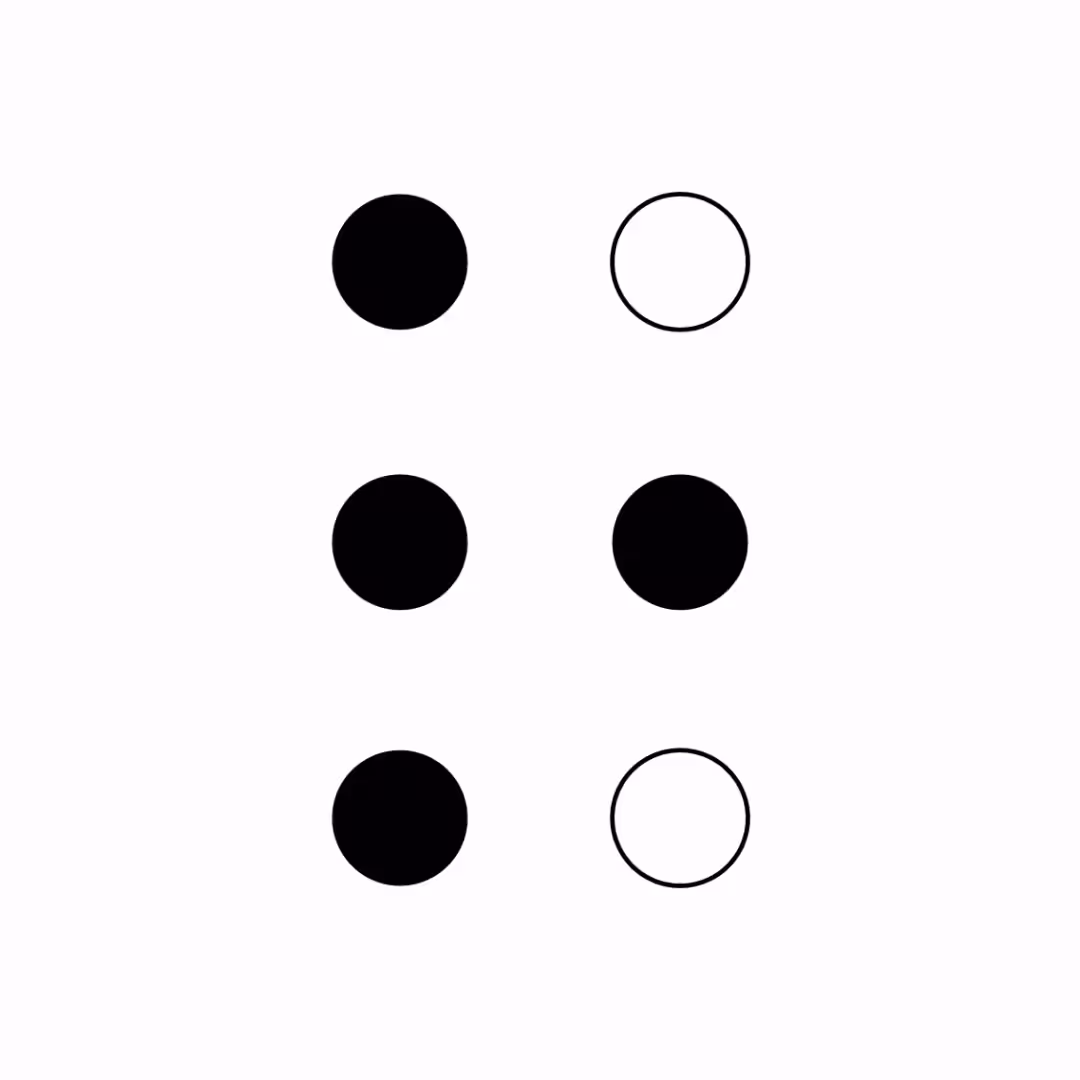 Braille Cells: The Audio/Visual Alphabet With Numbers: Braille Cell: R