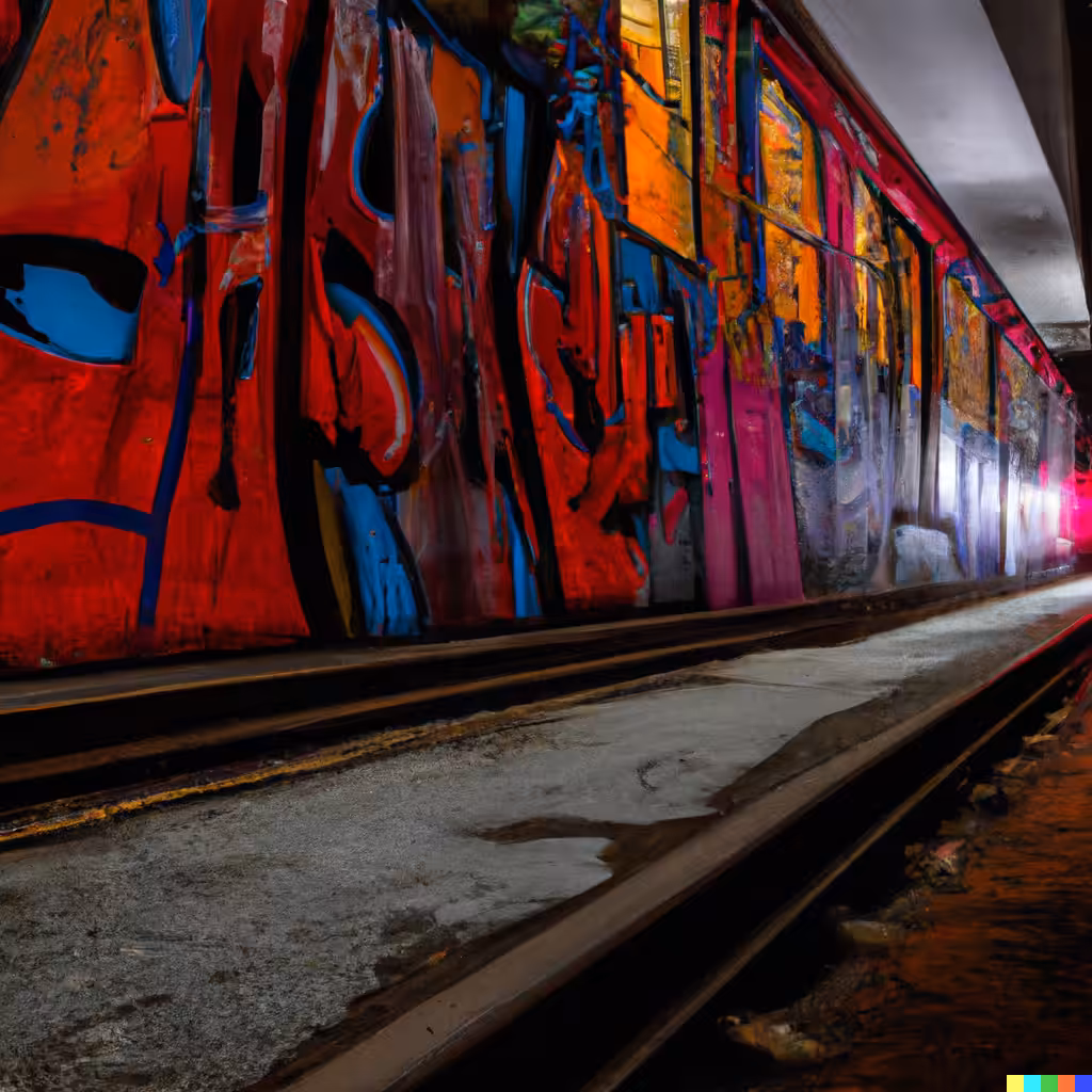 Red Train Tunnel Art