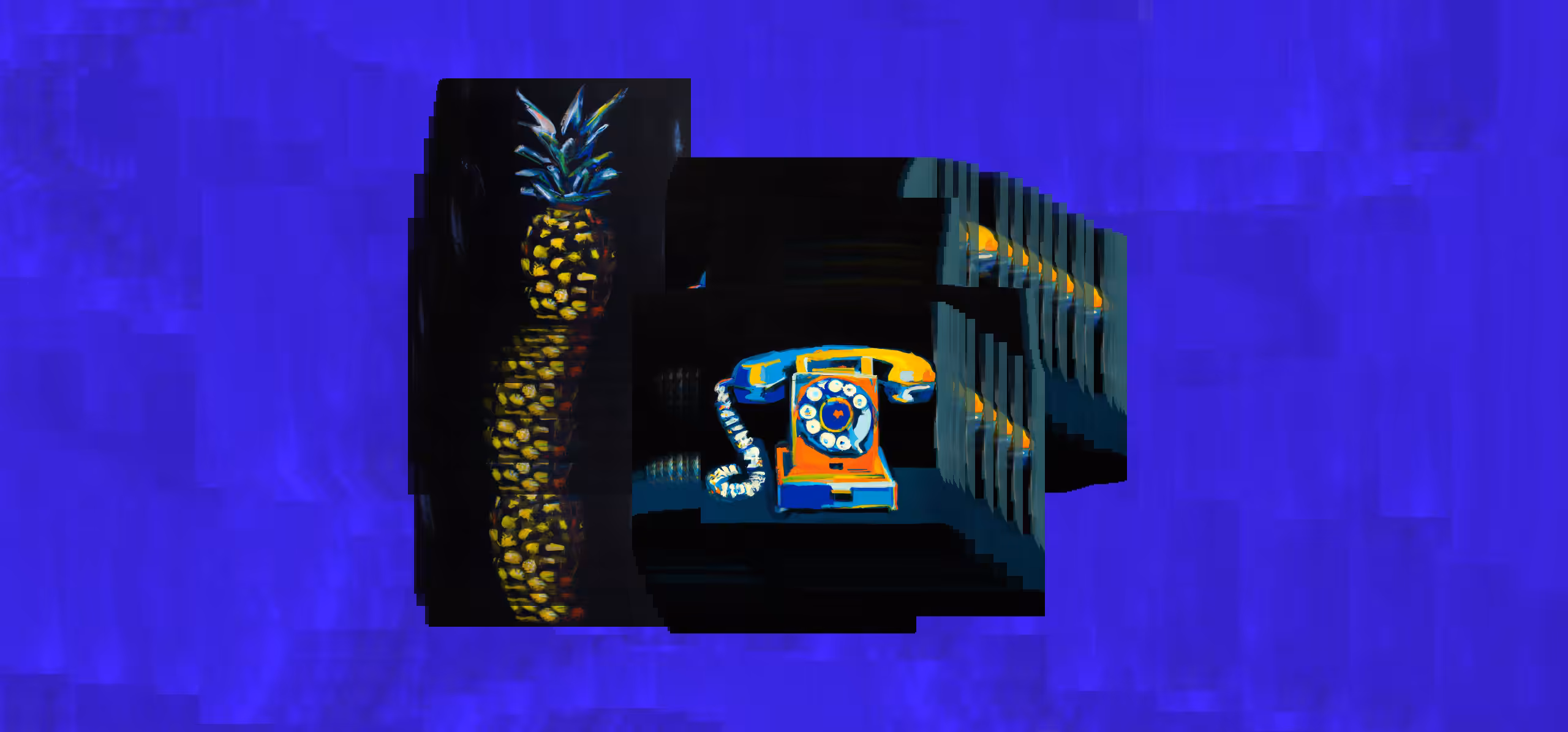 Pineapple Rotary Phone Ultramarine | Drag & Drop Draw