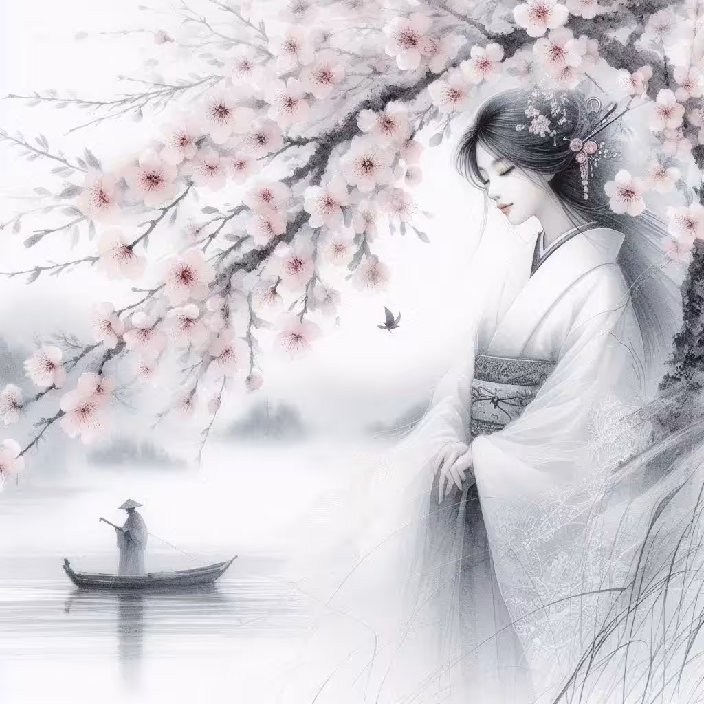 Cherry blossoms by the lake