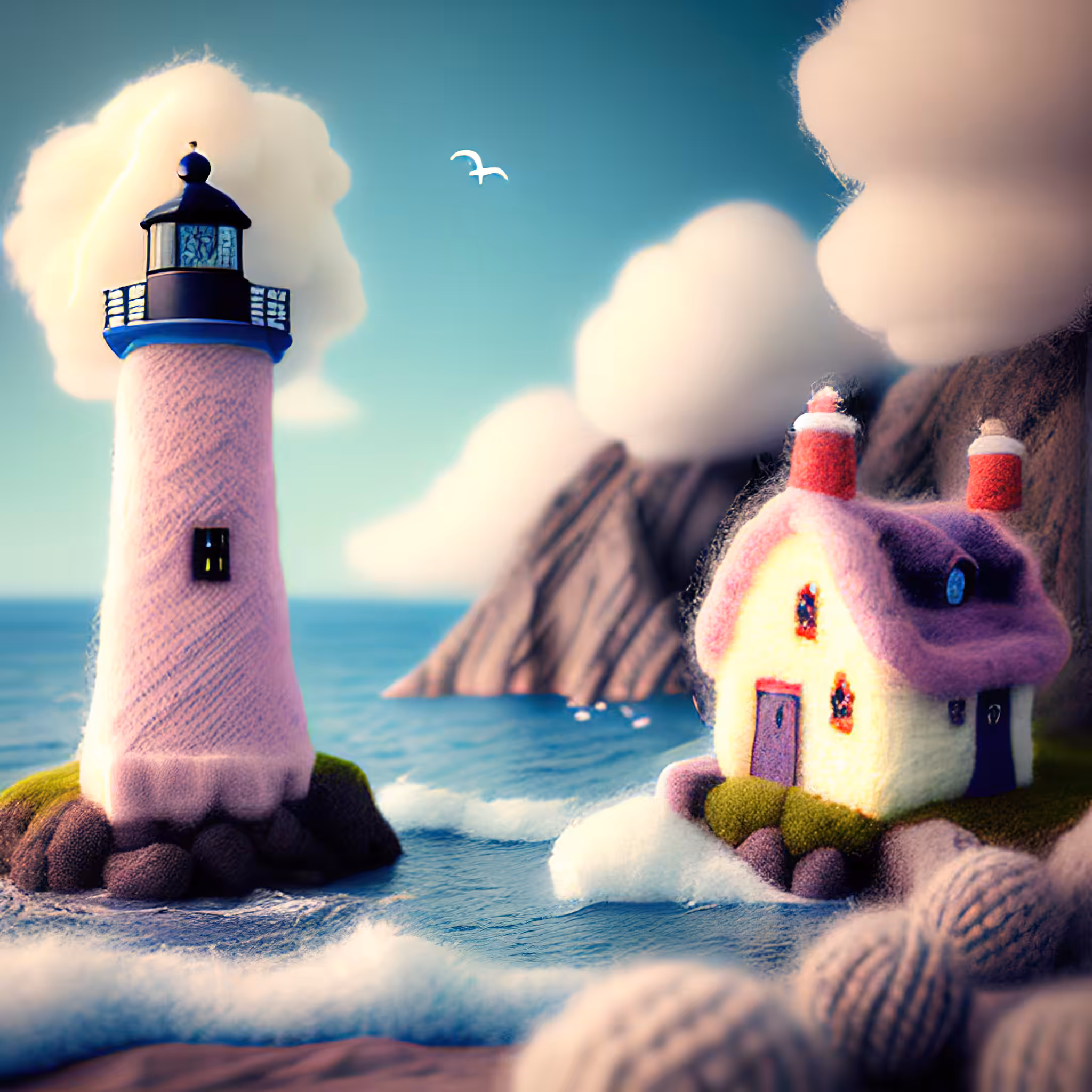 Village with a lighthouse