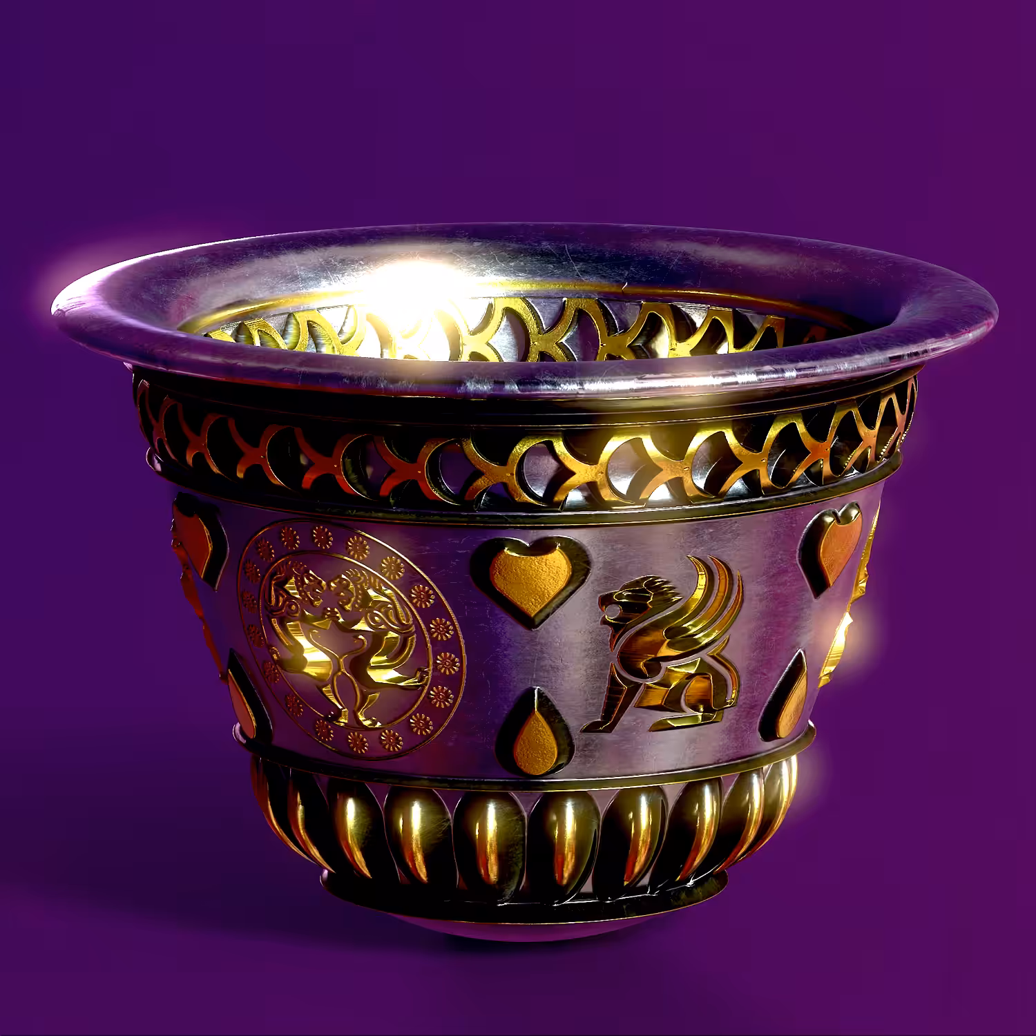 Silver cup of lions (Sasanian inspired)