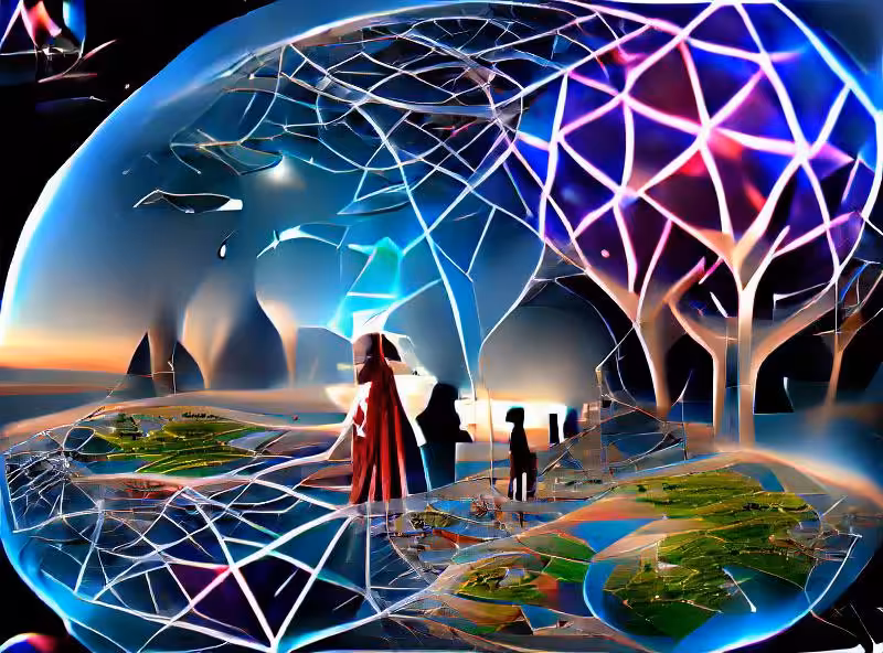 The metaverse is being constructed a story at a time. From this web arises a new beginning for digital and organic minds to create the worlds to be explored for generations.