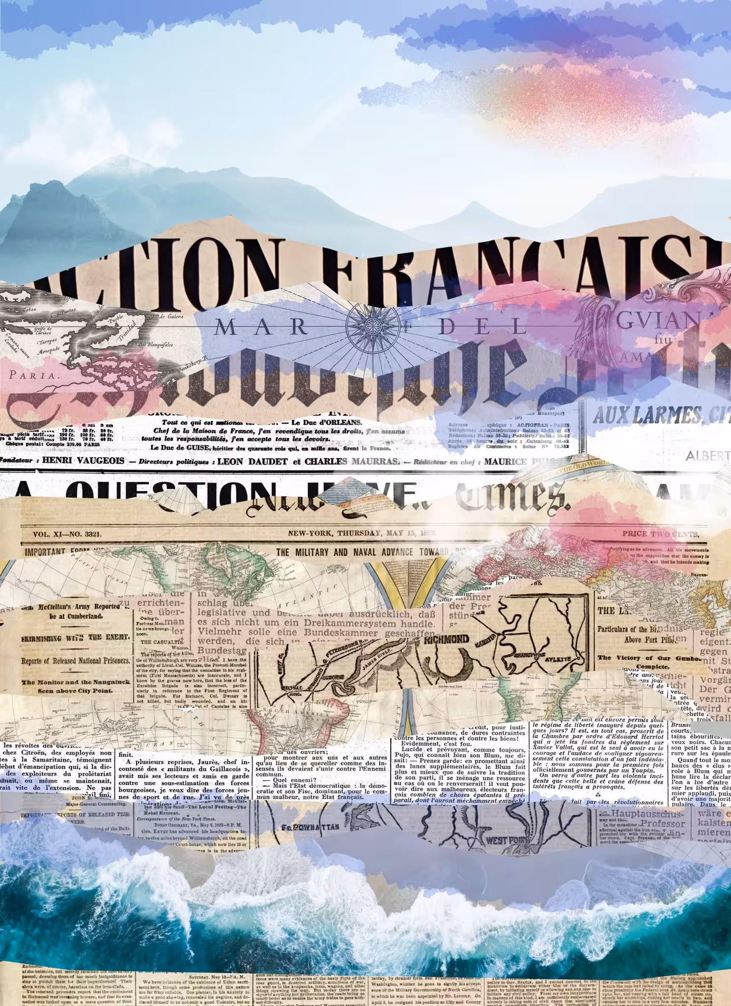 Poster art for WORLD COLLAGE DAY 2022 by collage artist R Contessa