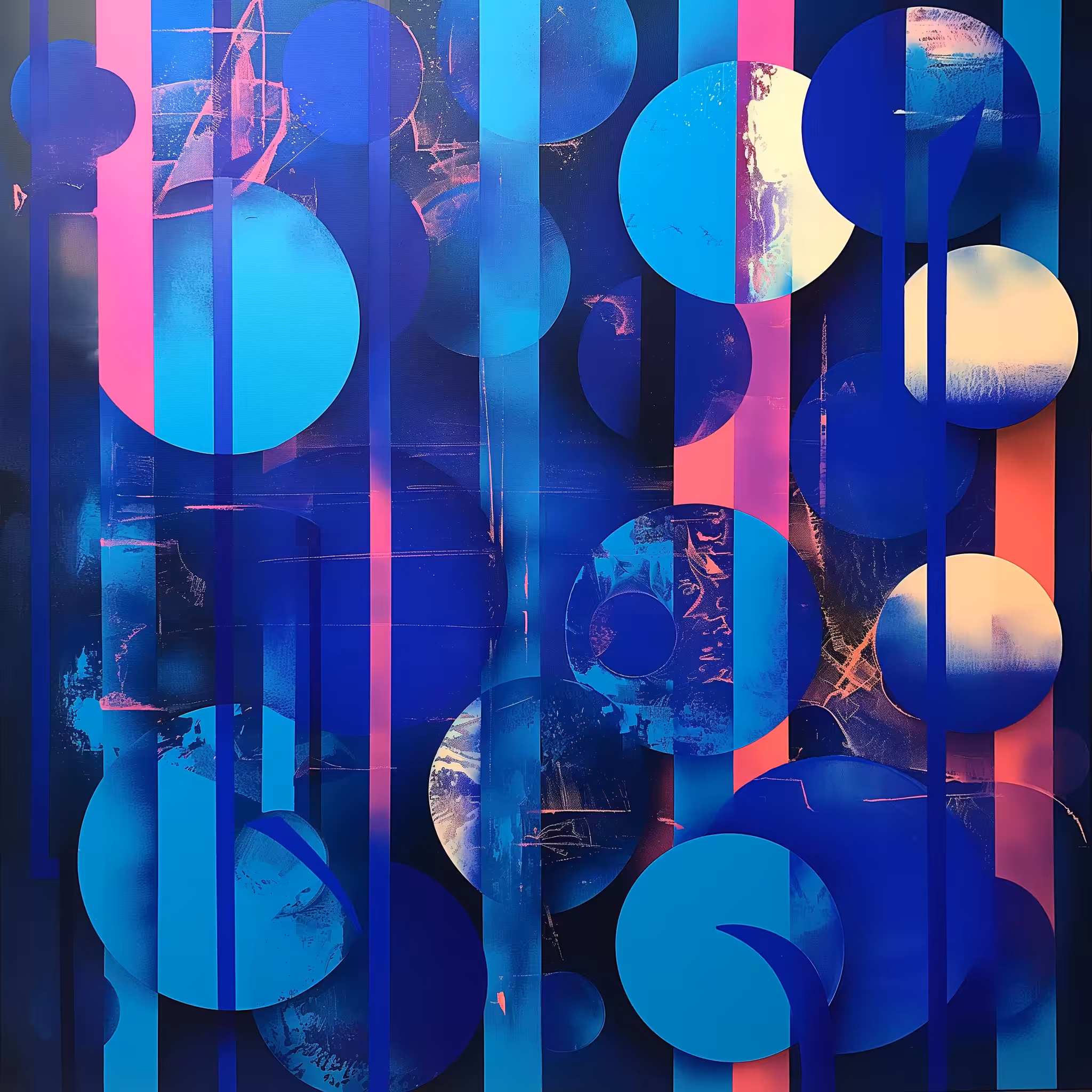 Halfway: Blue Written Circles