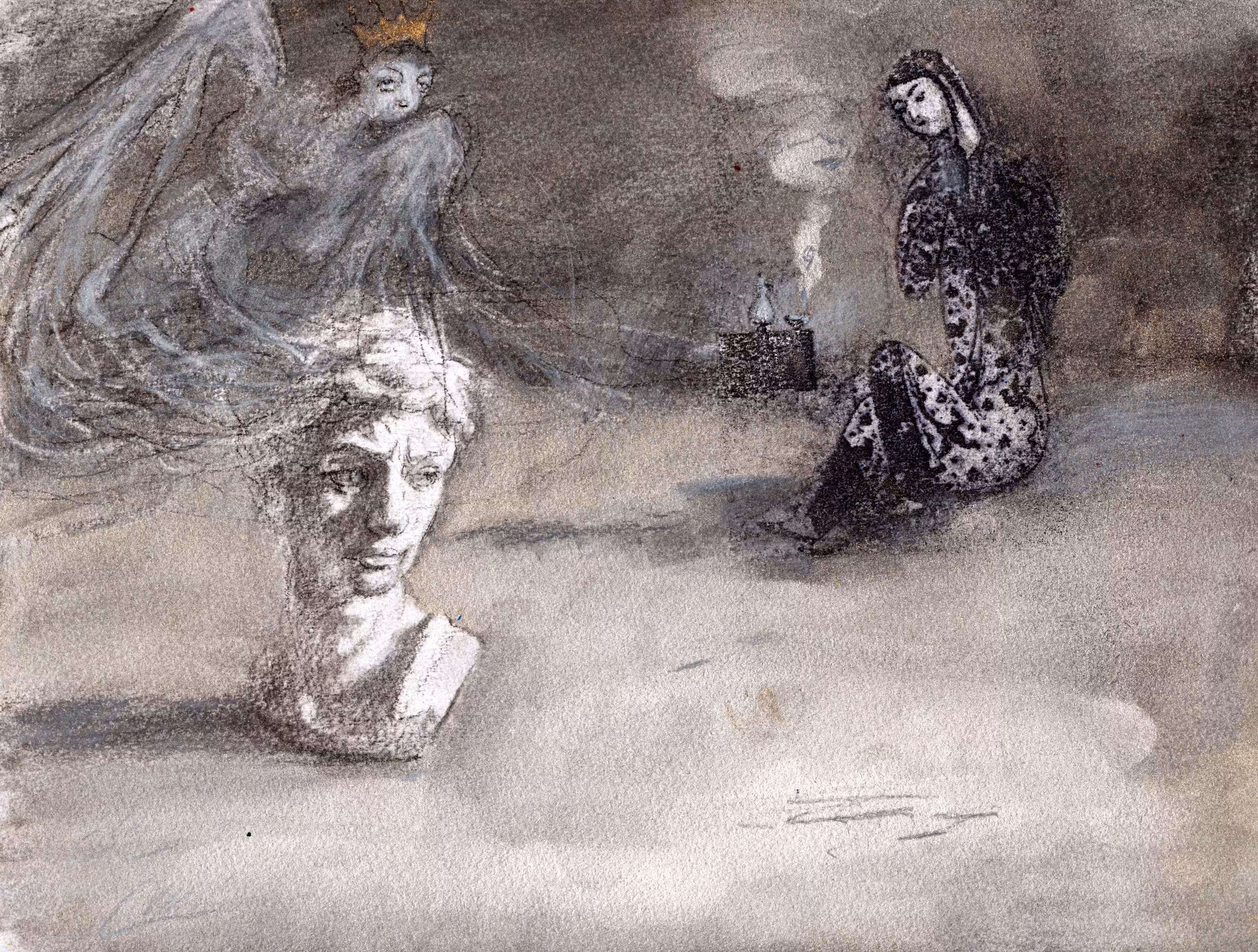 The girl is sitting