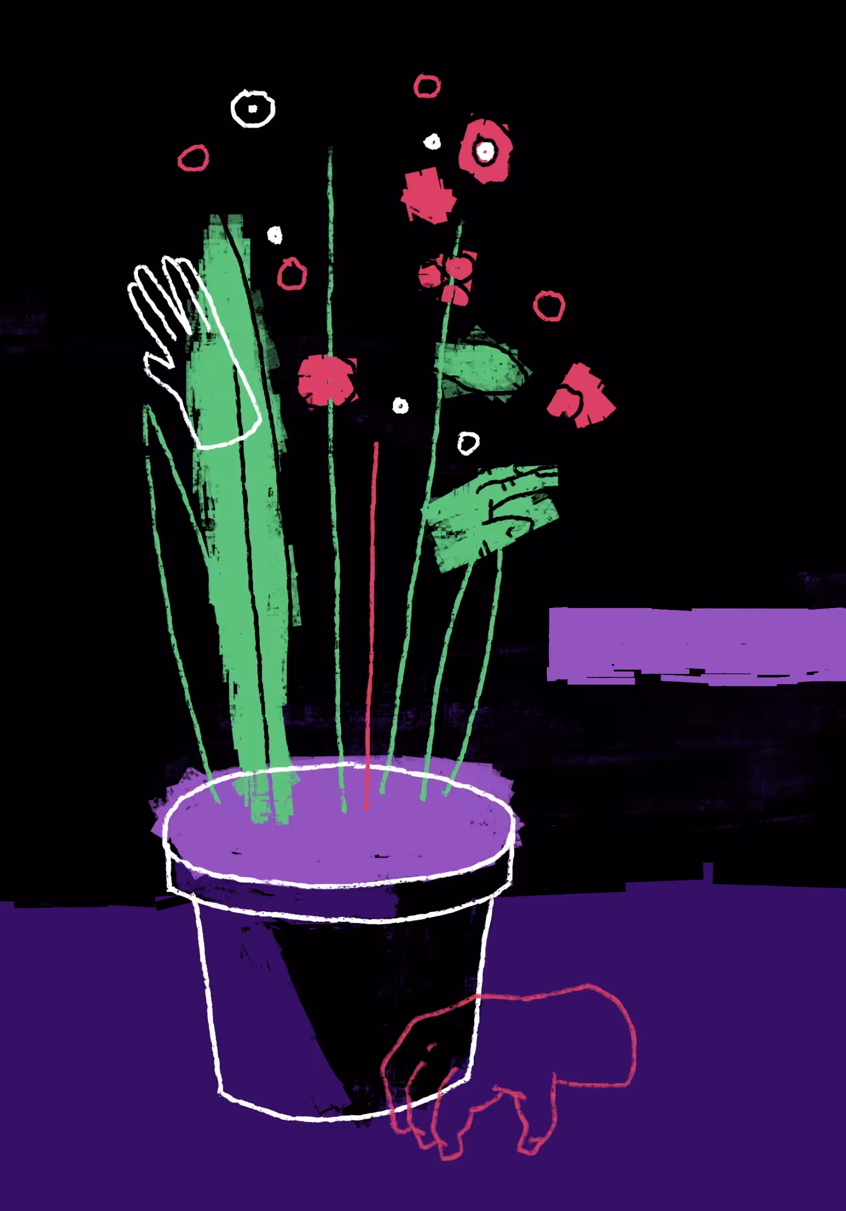 Flowers in a dark room