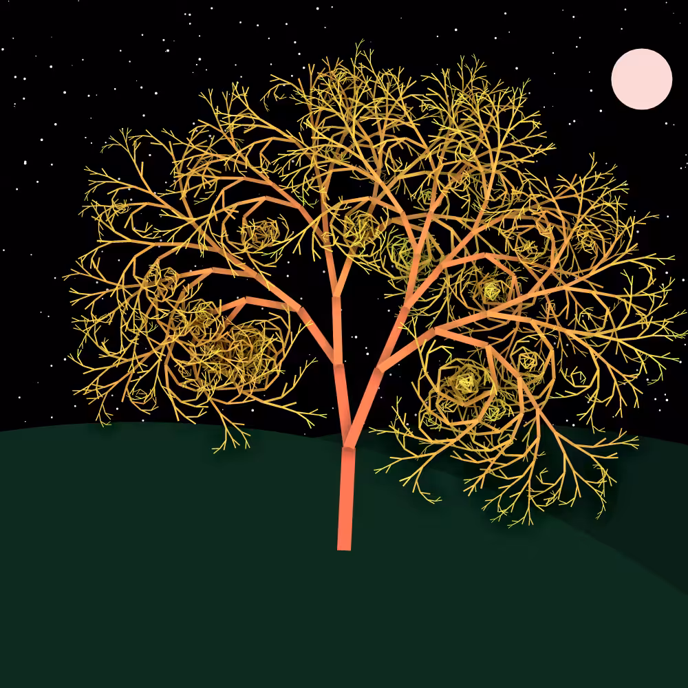 Moonlit Trees of Iterative Fractal Chaos #43
