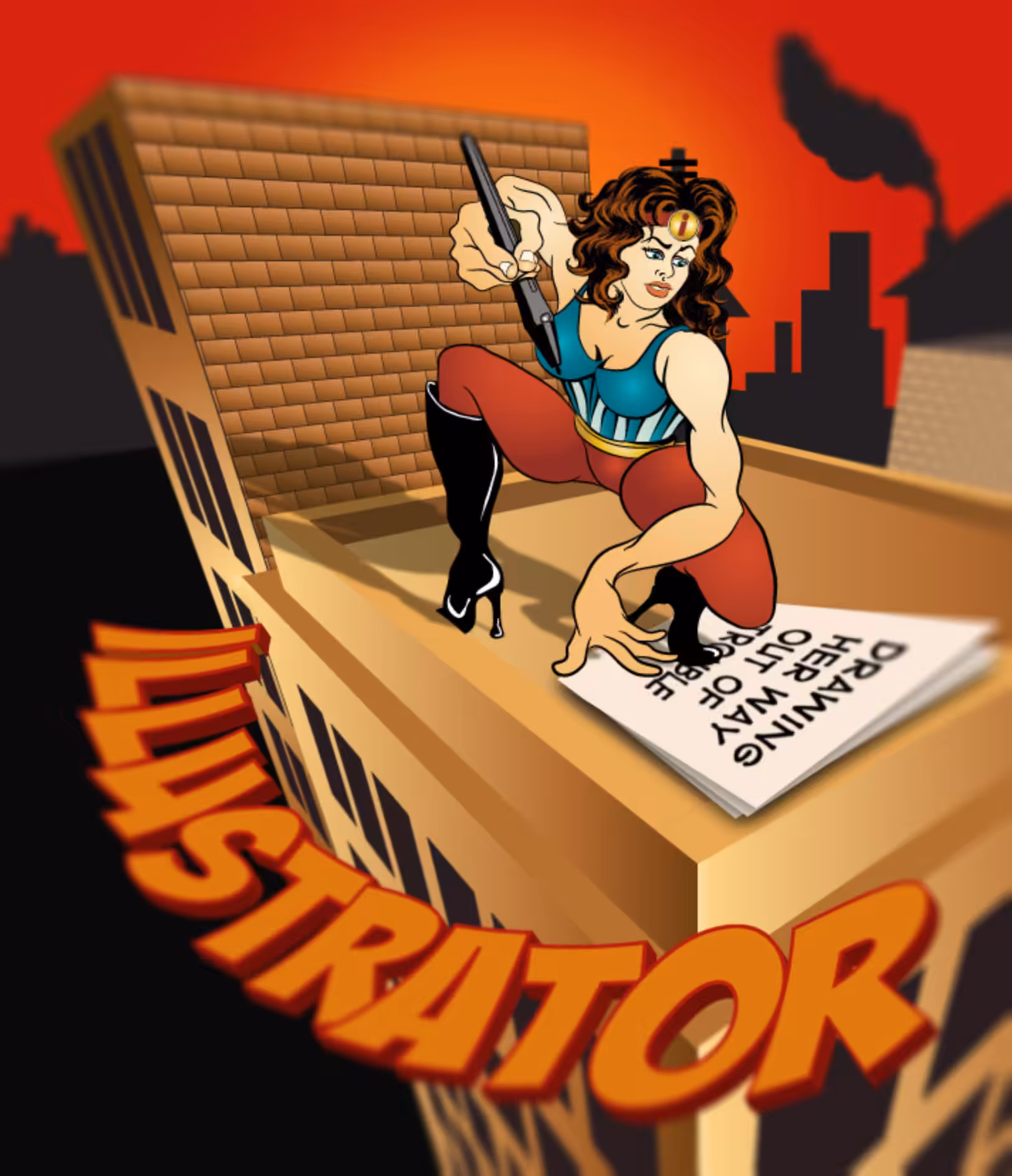 Illustrator Superhero postcard
