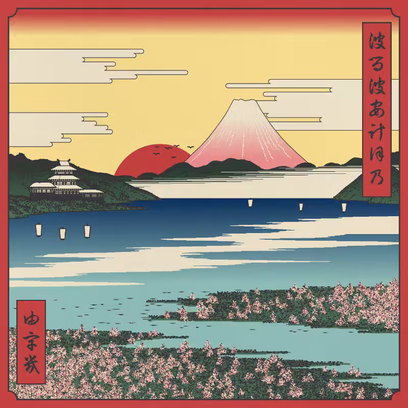 ukiyo-e seascape in bloom #78
