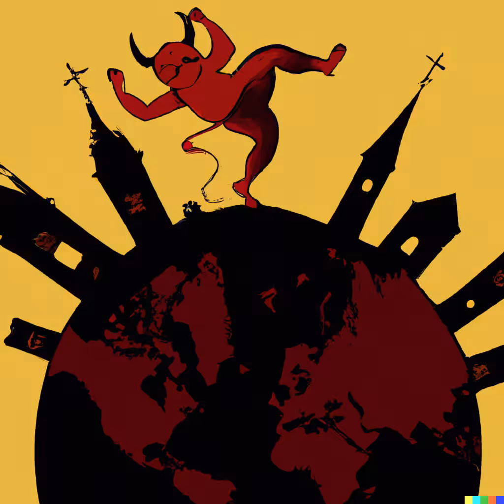 The devil dancing in a church over the world 2