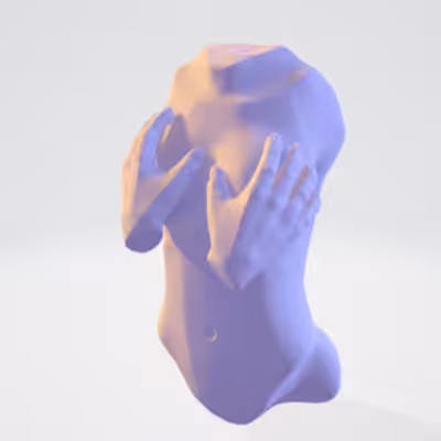 Female body, male hands.