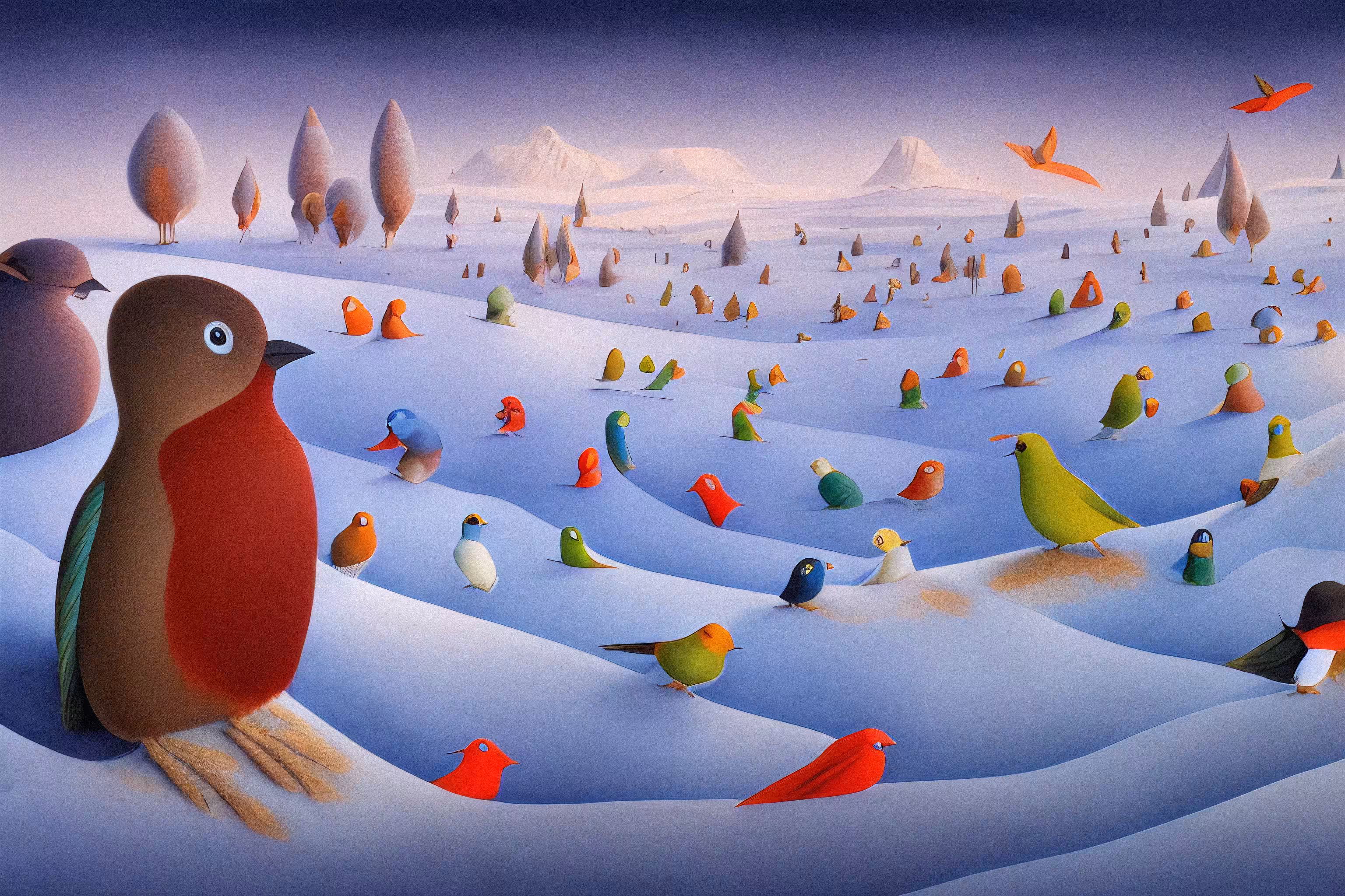 Winter games at the bird market
