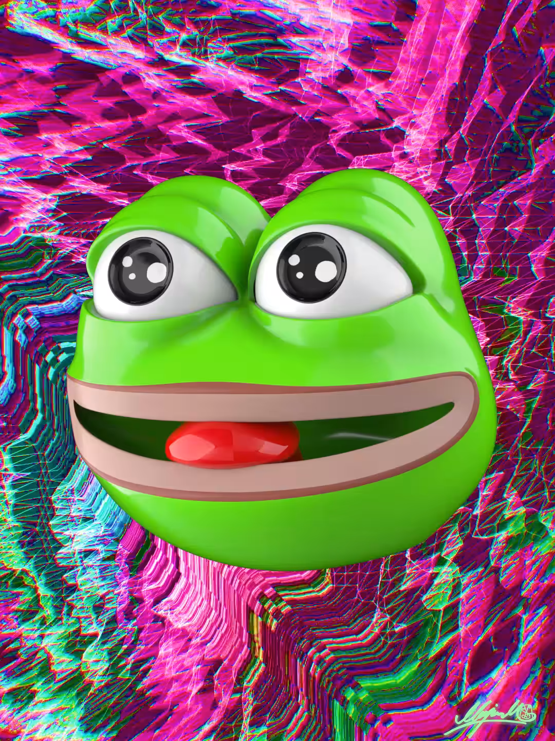 Glitching Pepe In A Glitchscape