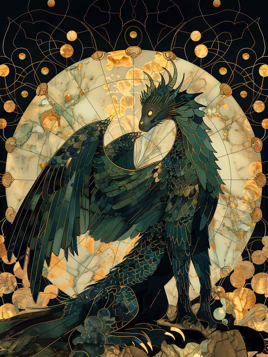 Ink and Watercolor Reveries: Verdigris Sovereign