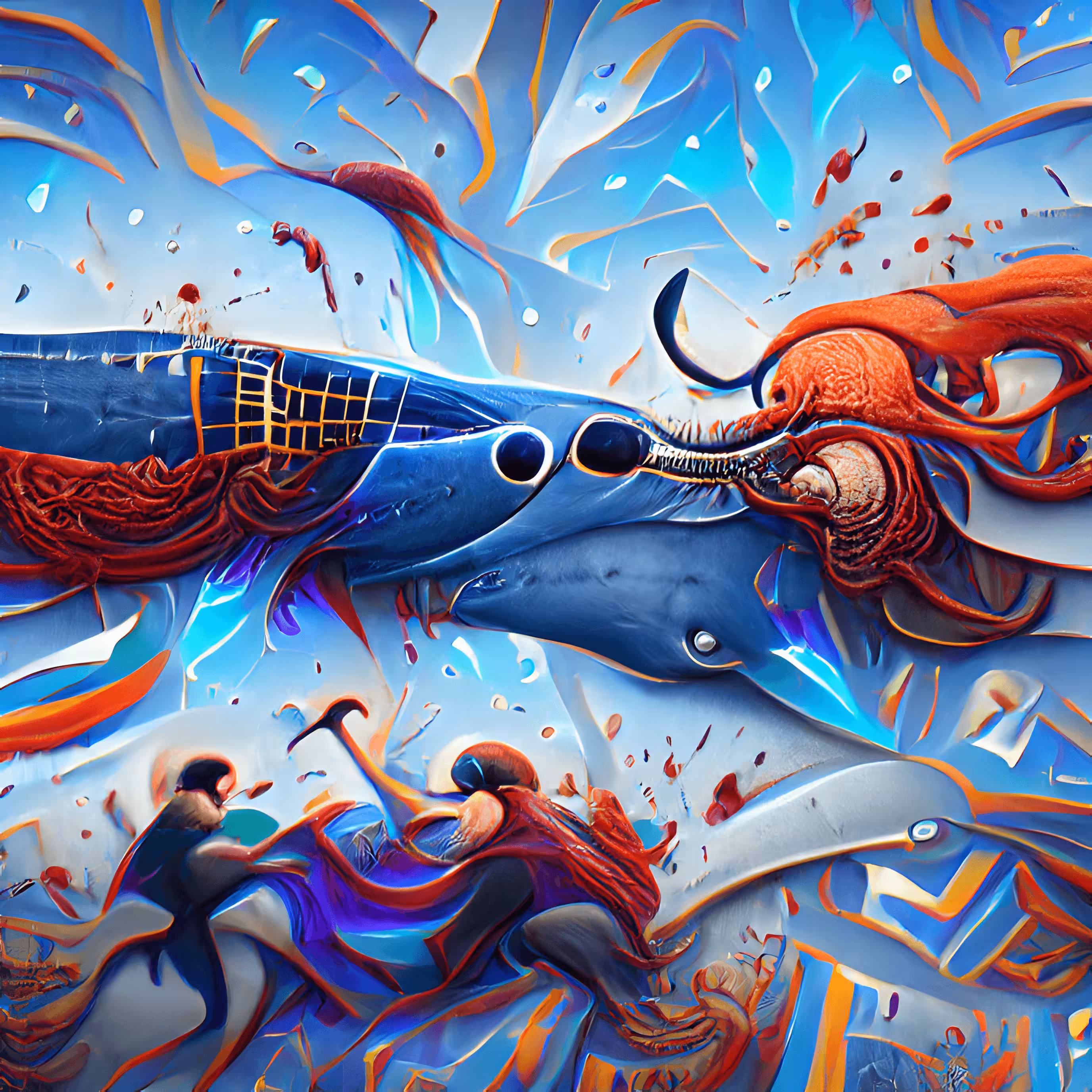 The GANS Machine - Live with GANSY: Sperm Whale Battles a Giant Squid in the Style of a Mosaic