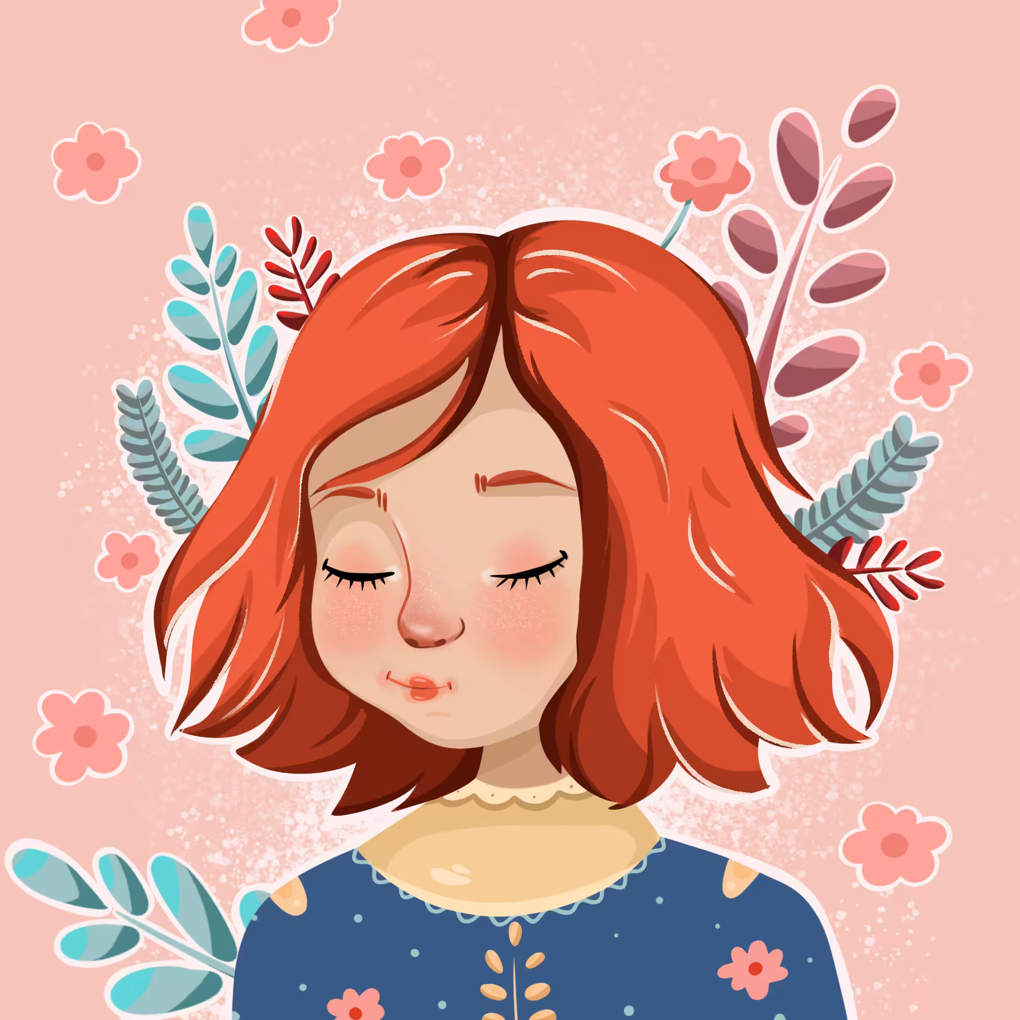 The girl with coral hair