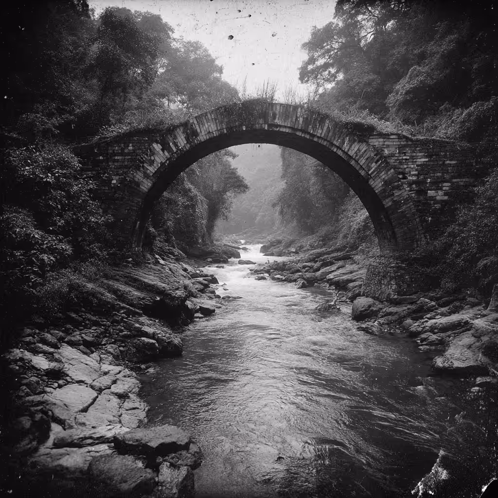 A bridge that connects two banks of a river