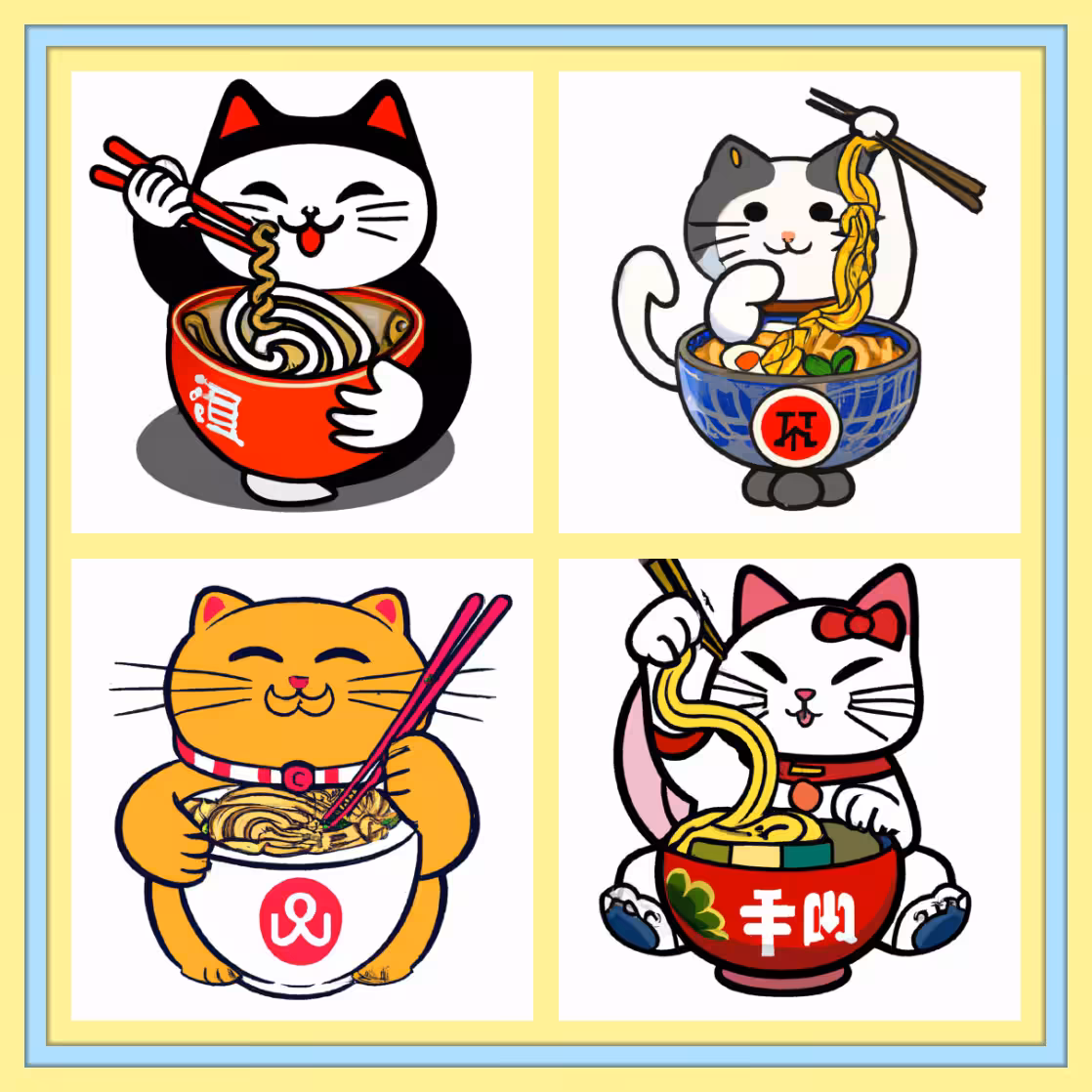 Manekei Neko Eats Udon まねきねこがうどんを食べる
