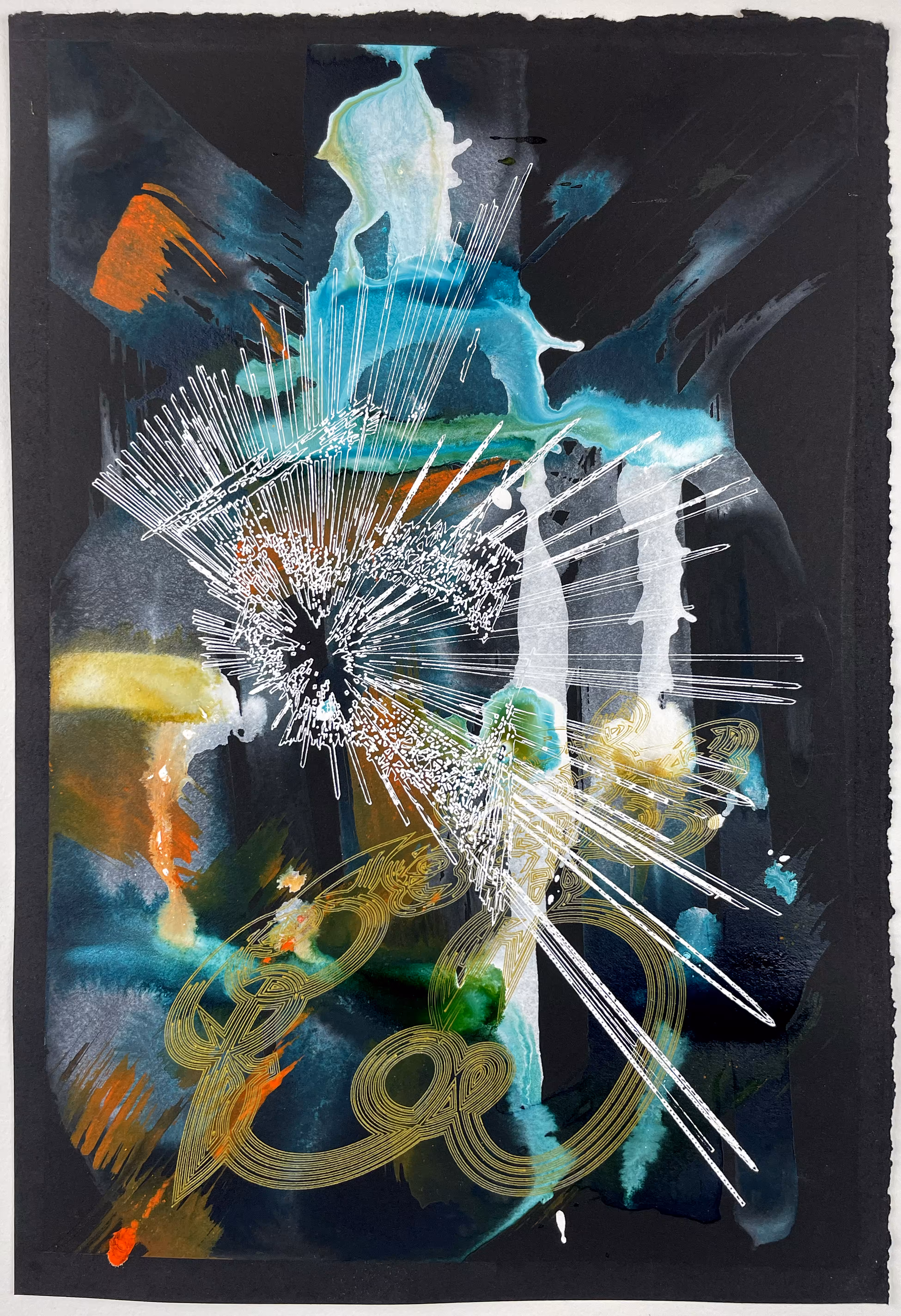 Teal and Orange Composition on Black