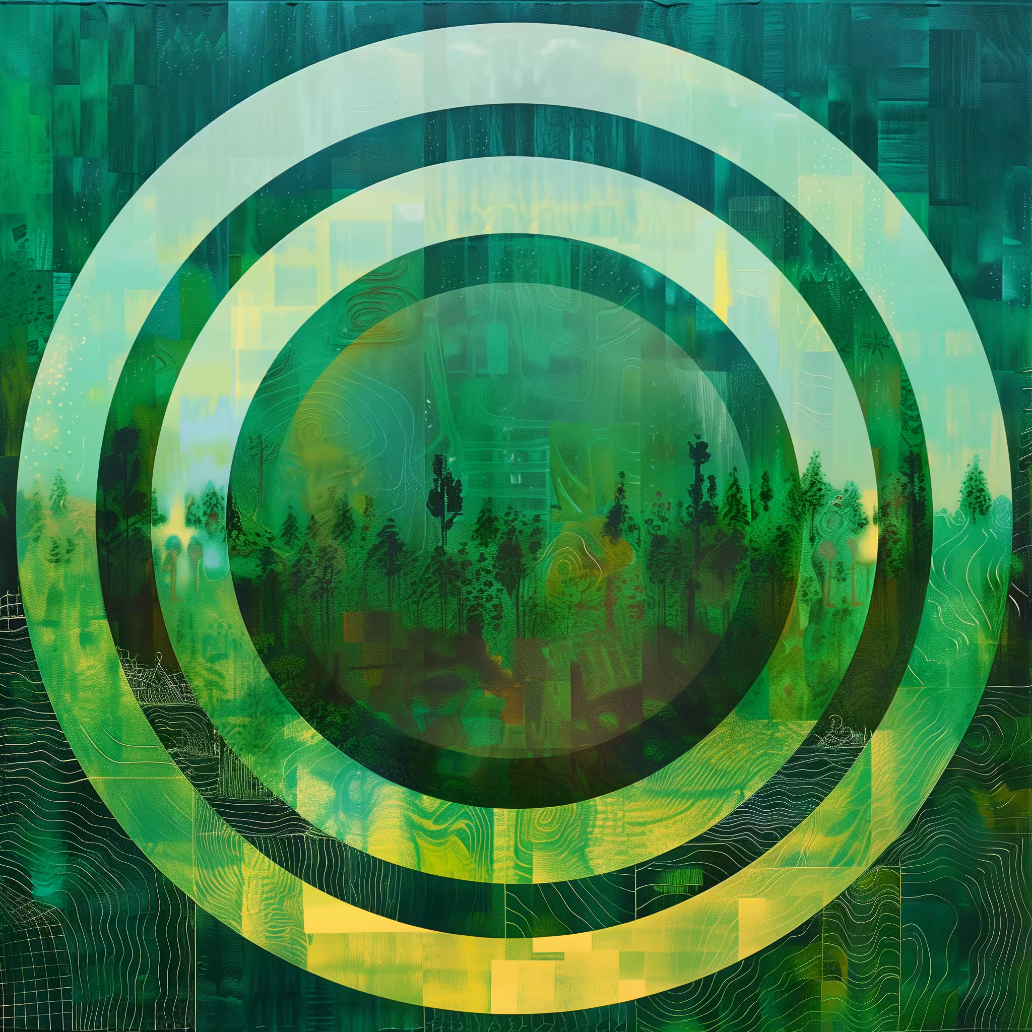 Halfway: Green Written Circles