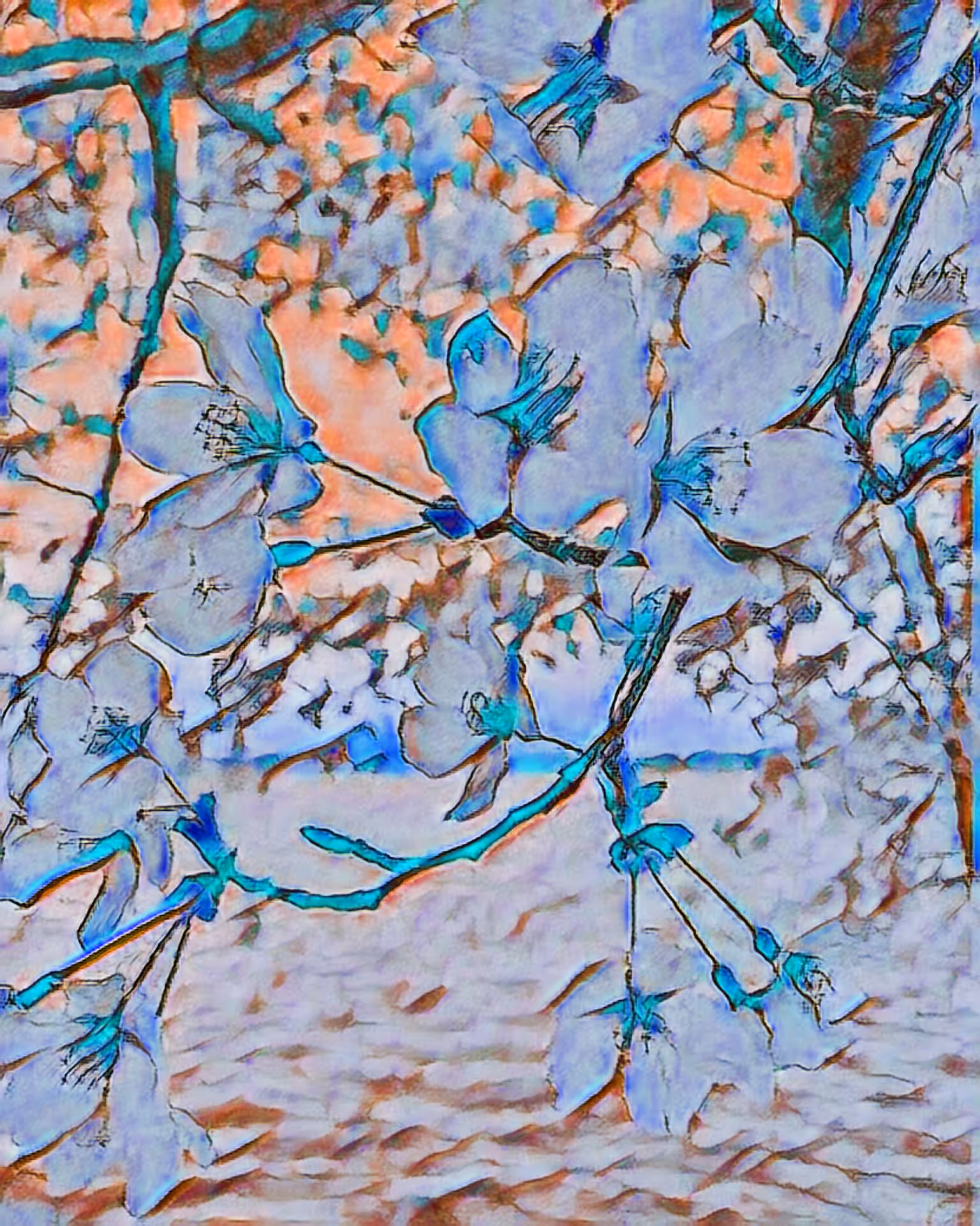 DC Cherry Blossoms - Turquoise