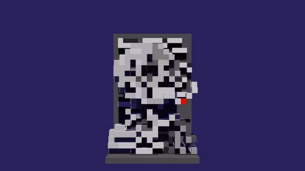 VOXELFINE #8: "Skull of a Skeleton with Burning Cigarette" by Vincent Van Gogh 3D voxelart model (.glb)