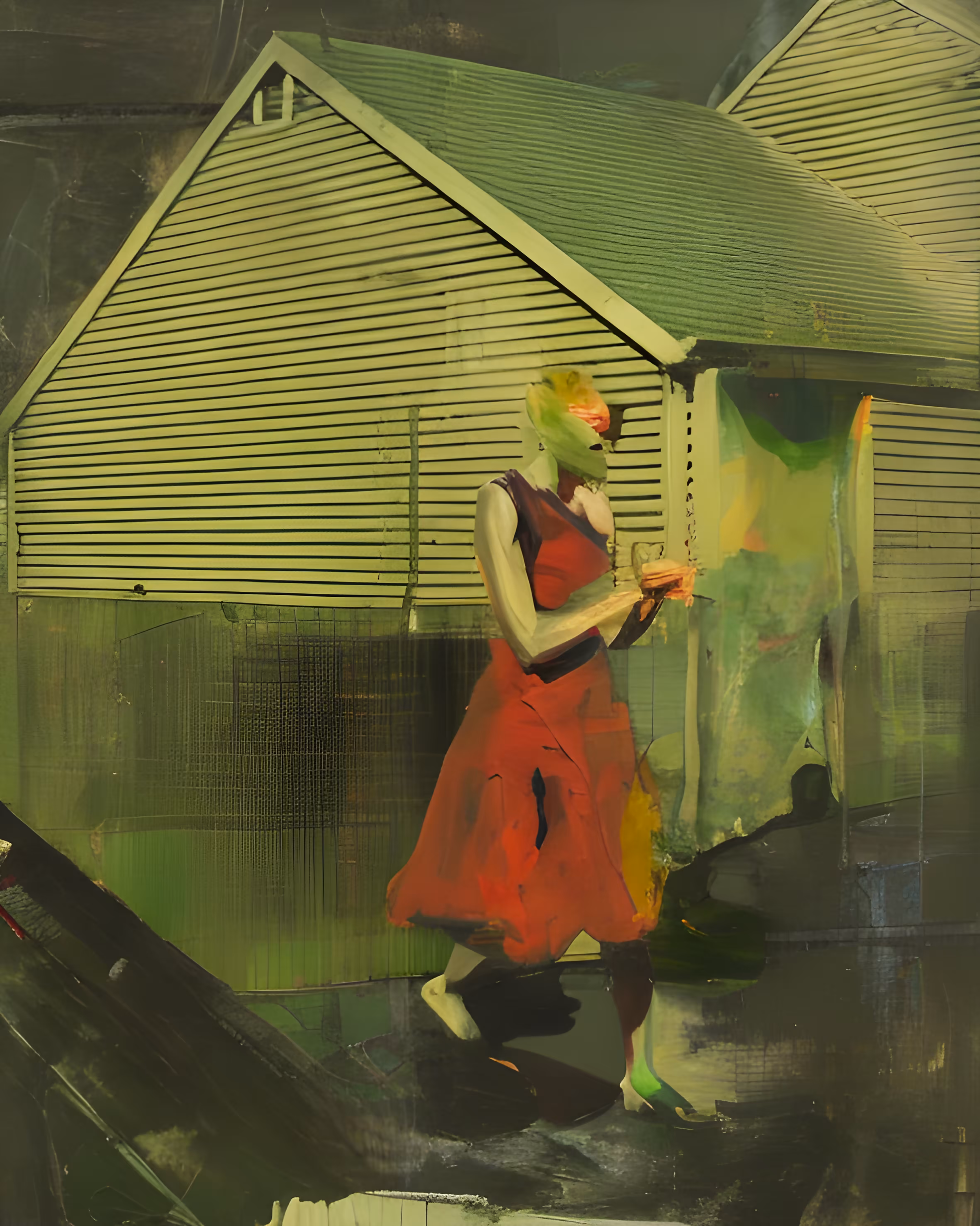 "The girl in the red dress"