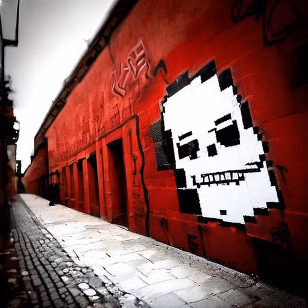 Pixel Skull on Wall