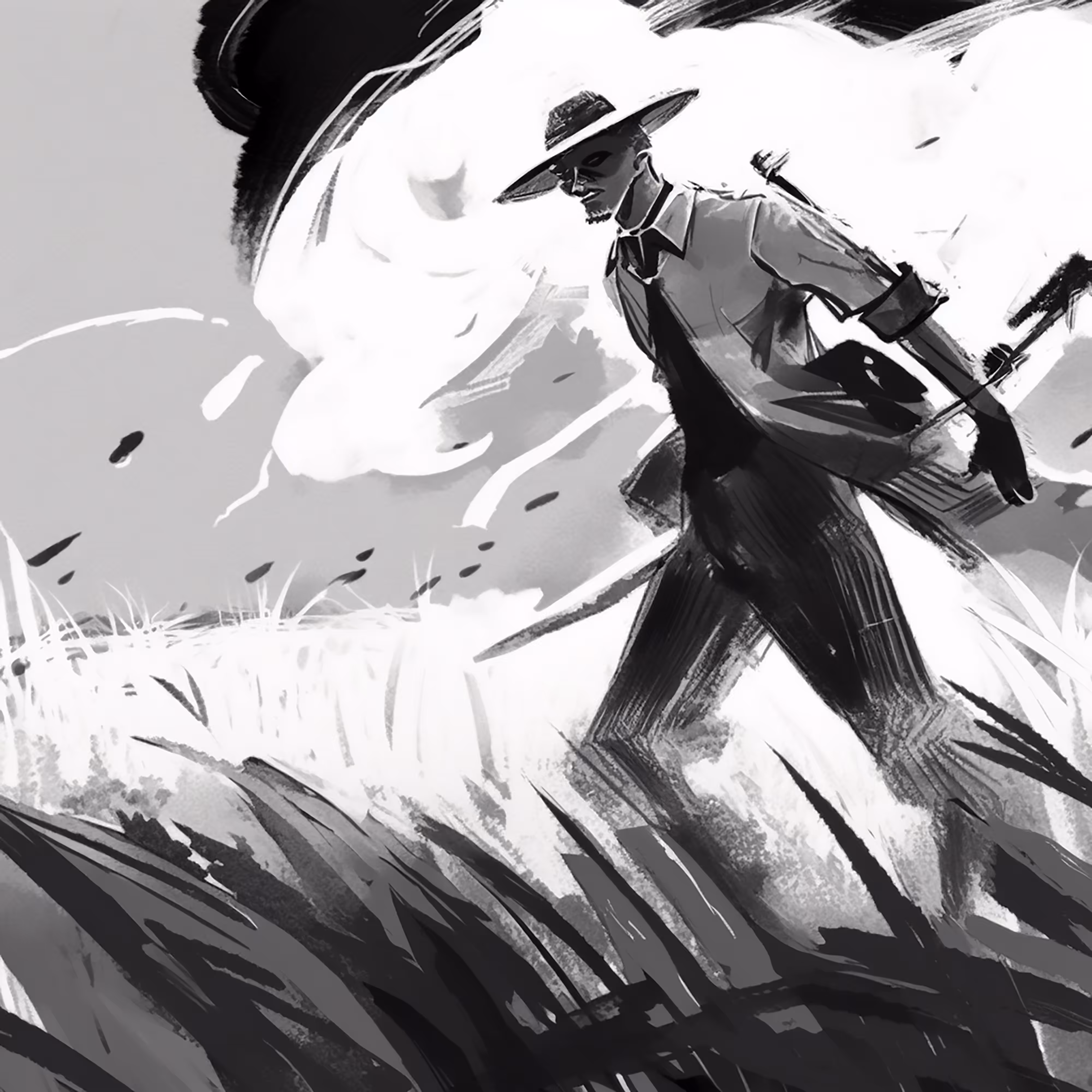 Man with the Machete, wind blows clouds roll danger hides