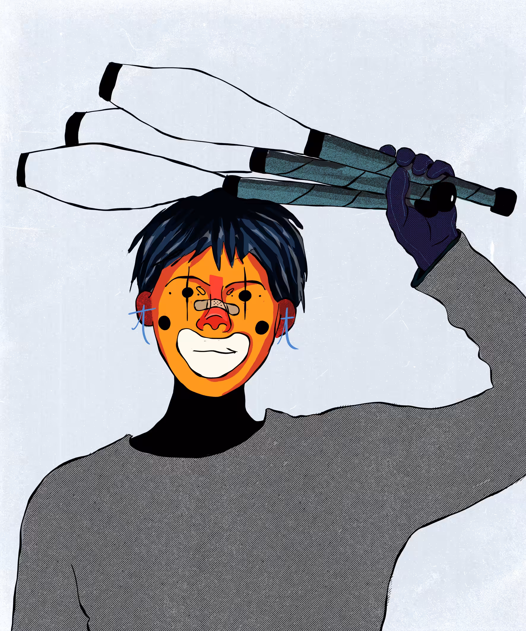 Clown with clubs