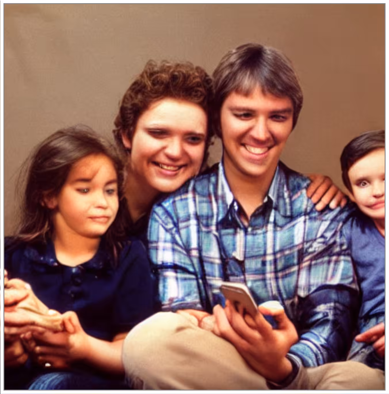 family portrait with smartphone in 1984 #3