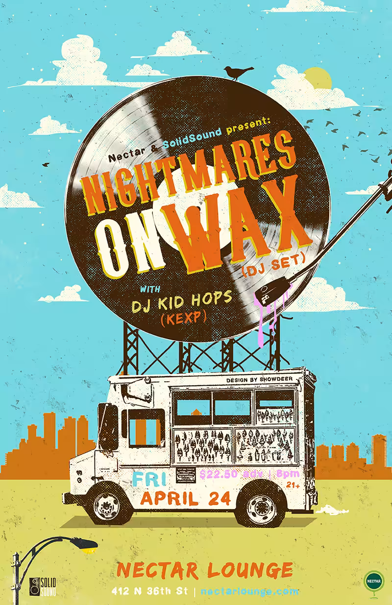 SHOWDEER POSTERS: NIGHTMARES ON WAX - SEATTLE, WASHINGTON @ NECTAR LOUNGE | APRIL 24TH, 2019