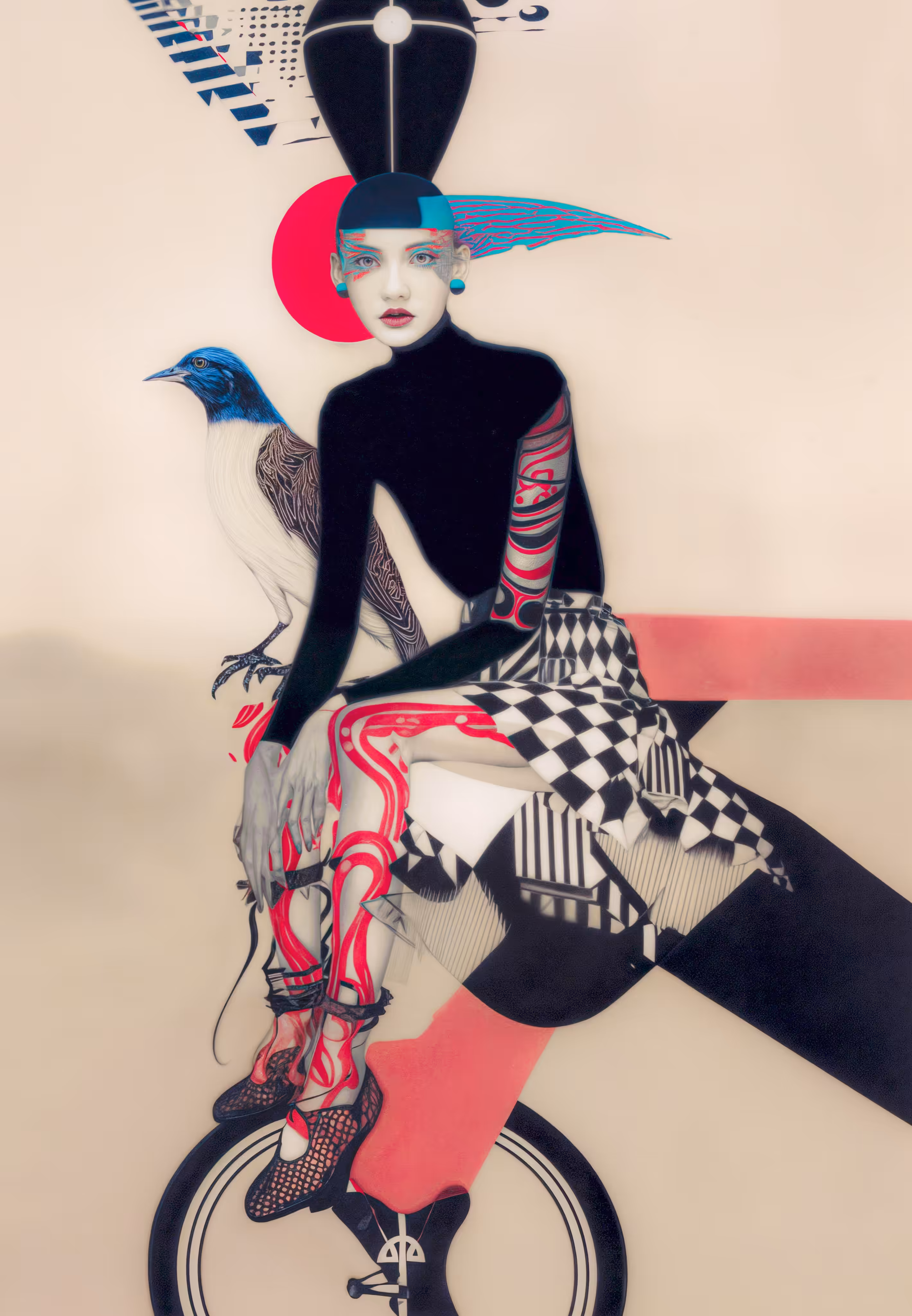 Post Tokyo AI Painting: The Acrobat and Her Bird