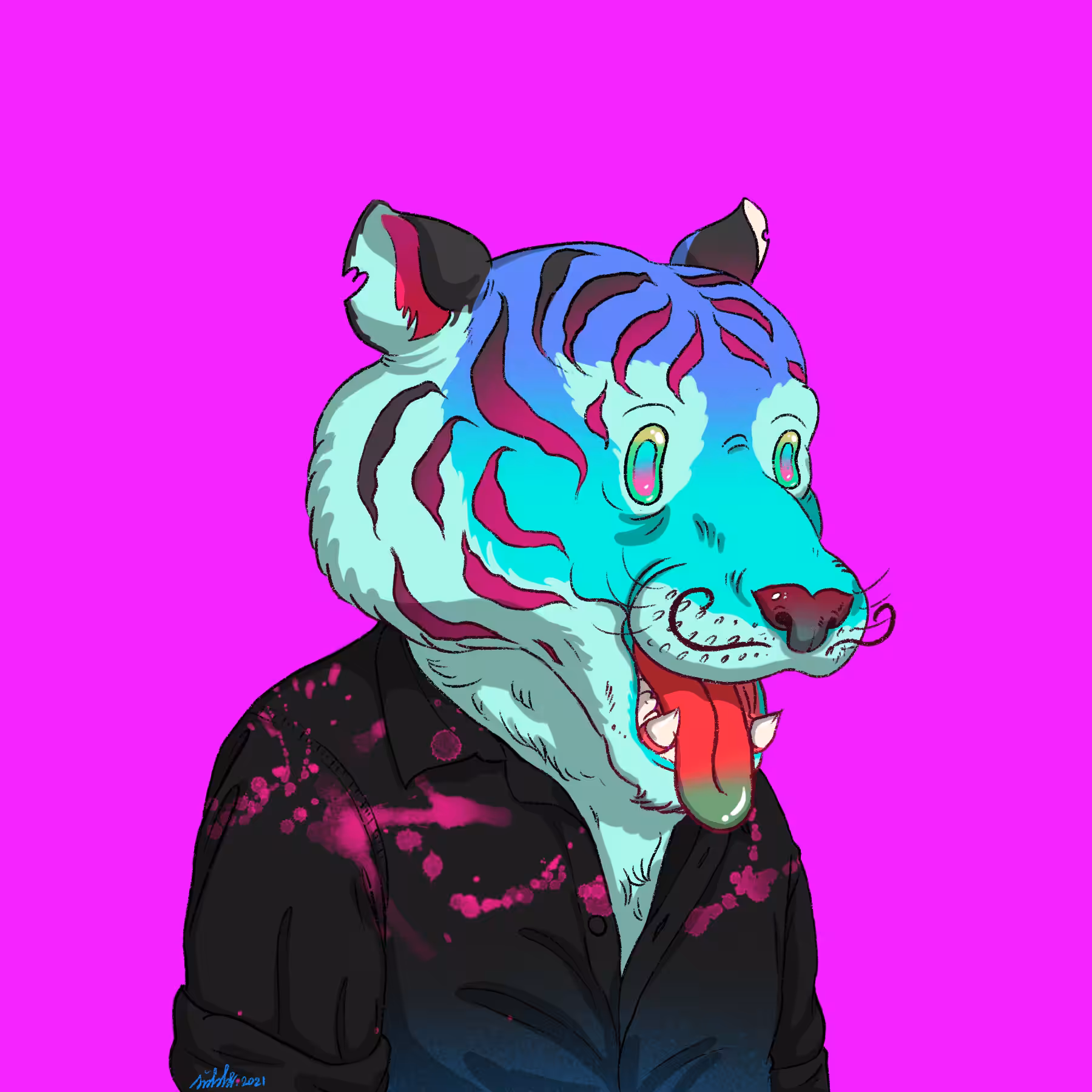 LUNGtiger pink on black #37