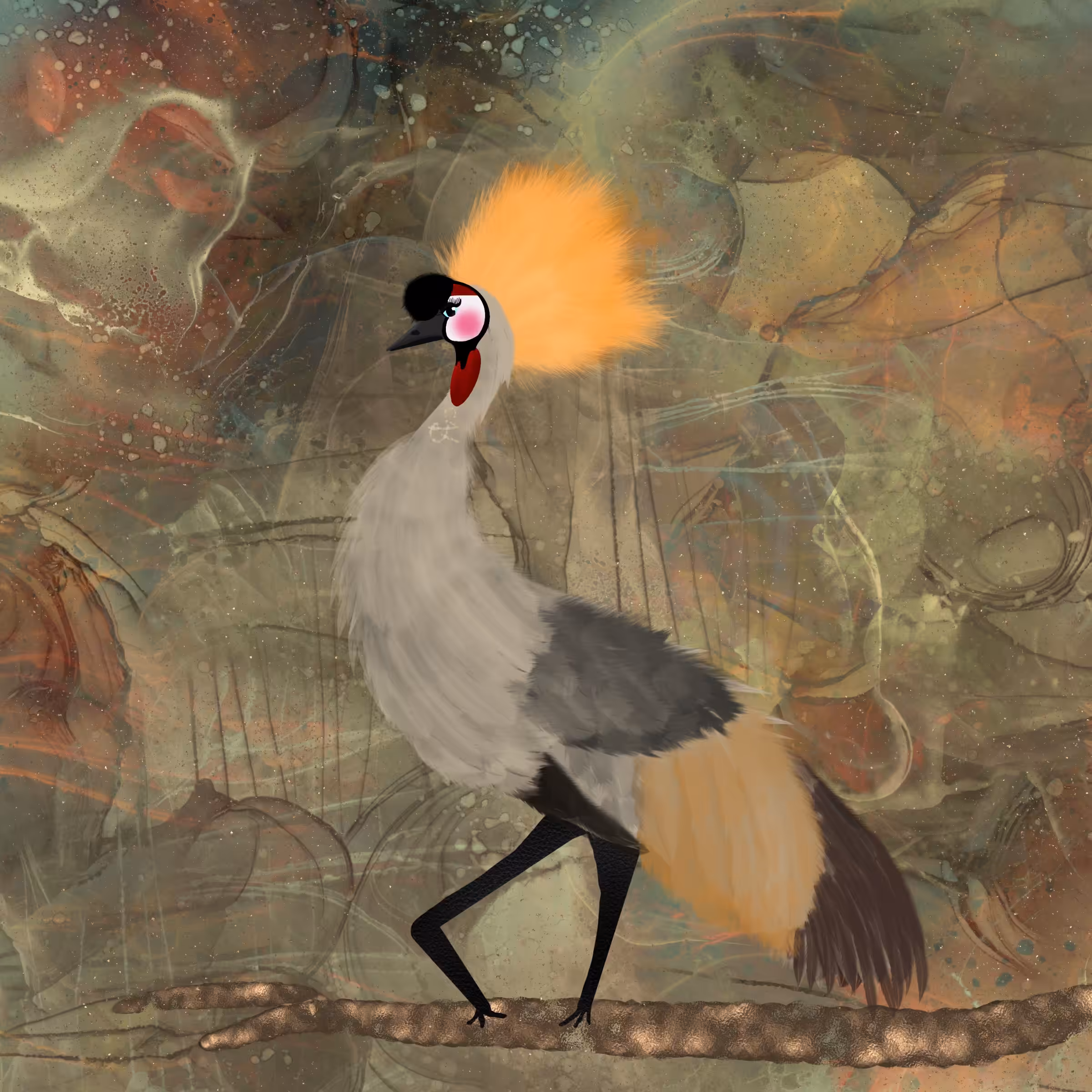 Grey Crowned Crane Bird