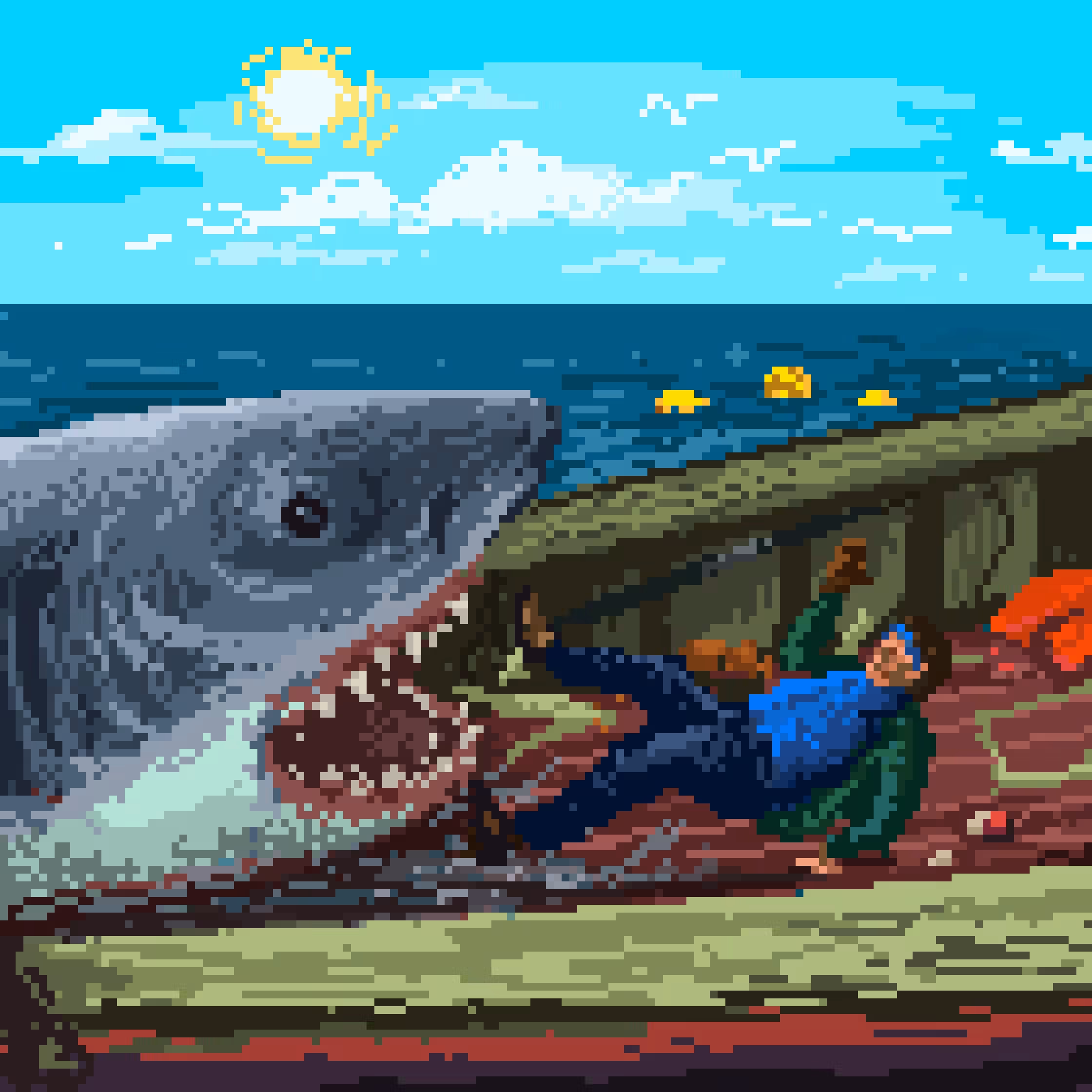 Tiny Boat Megalodon Shark