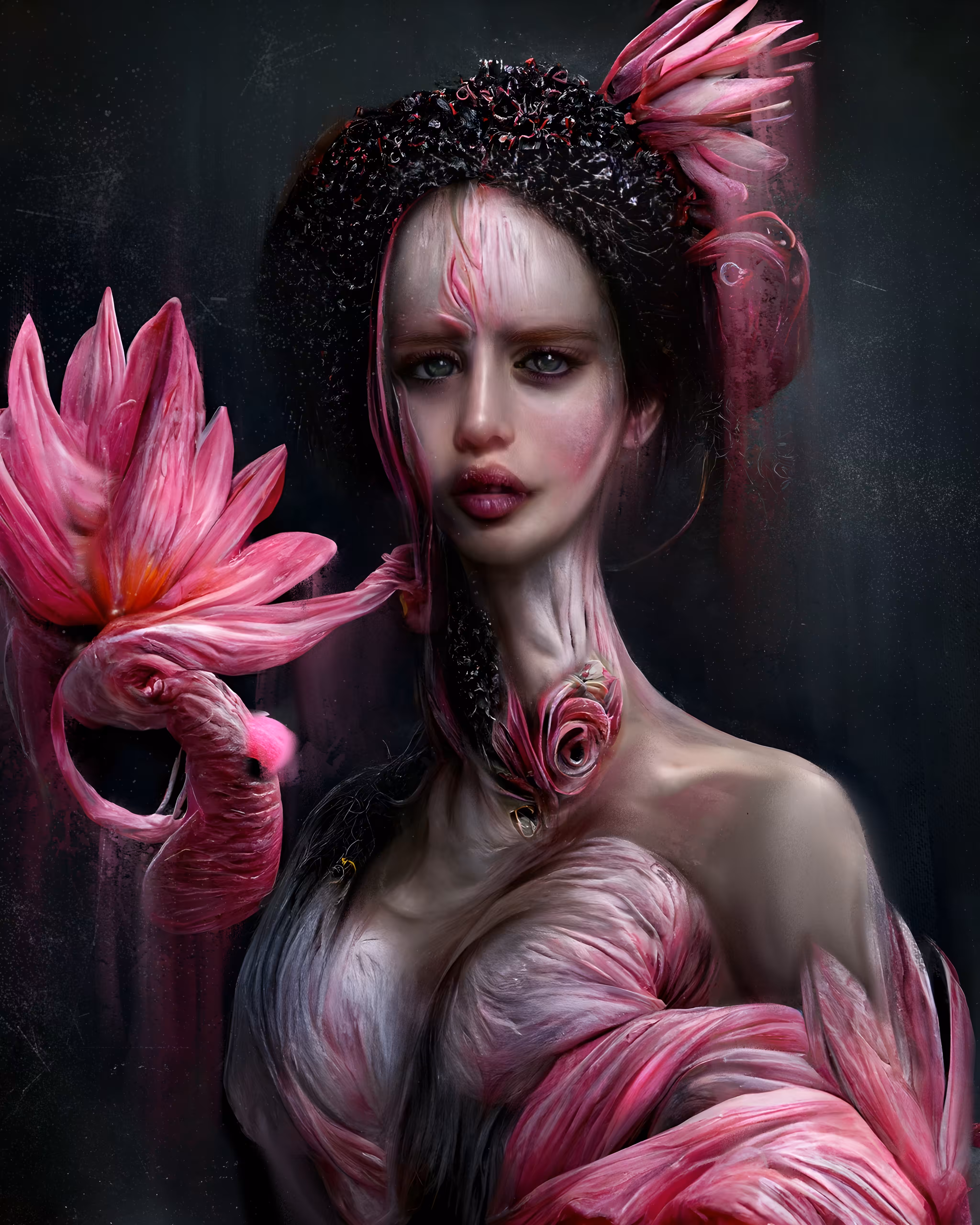 Floral Enchantment. Flamingo
