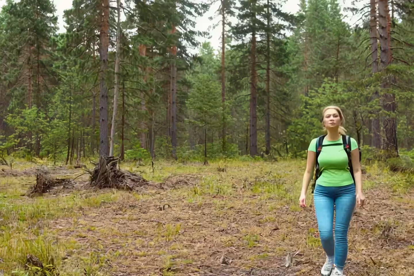 Roope Rainisto - Woman In Green Top Fails To Build A Cabin In The Woods