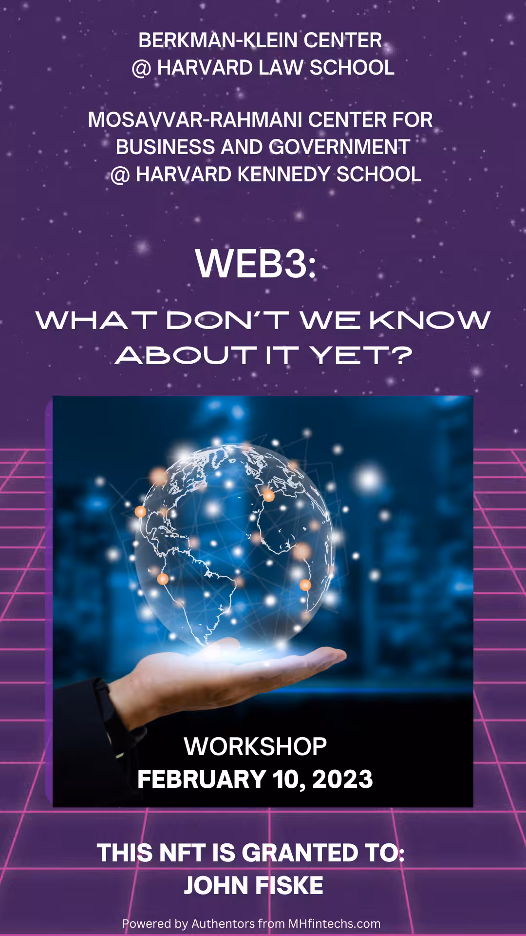 WEB3 Workshop Certificate: "What Don't We Know About Web3 Yet?"