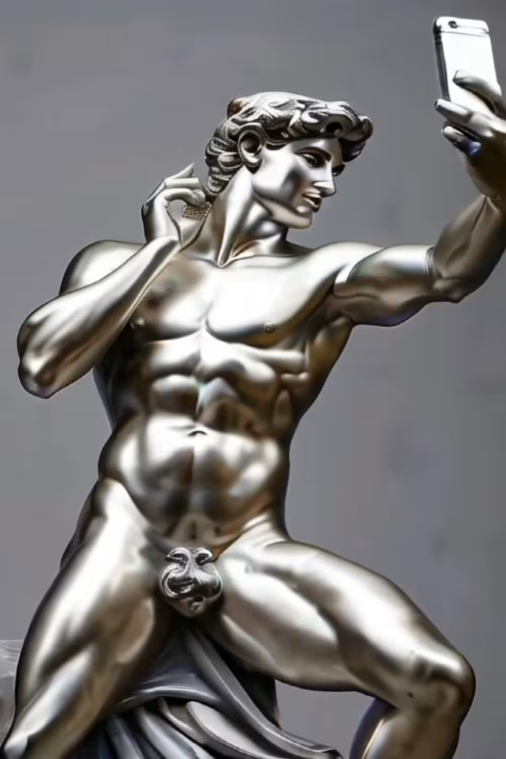 David the Influencer - Silver sculpture