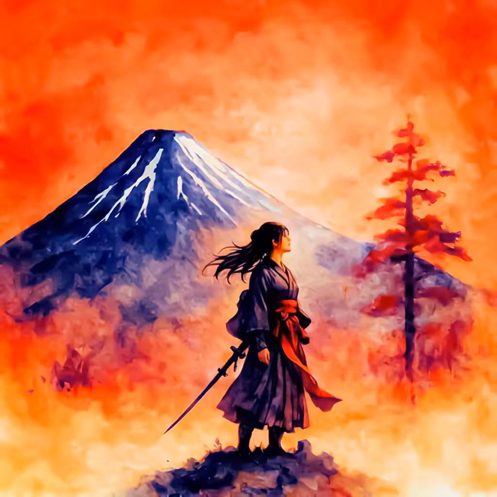 Simple Fuji Art: Crimson Resolve